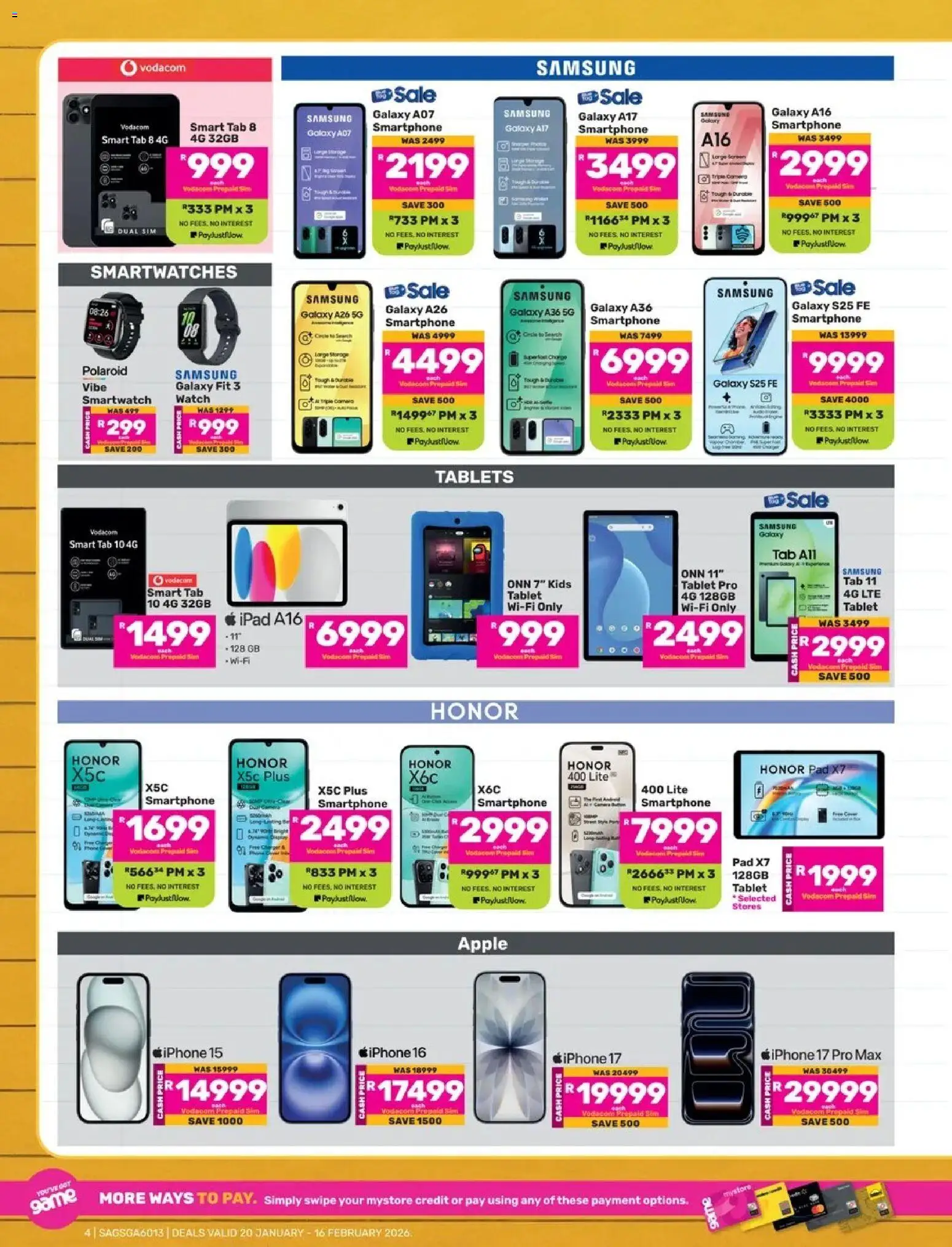 New Game catalogue – valid from 20.01.2026 | Page: 4 | Products: Sim, Smartphone, Watch, Tablet