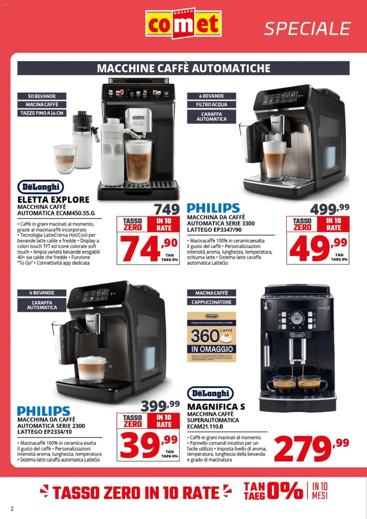 Volantino Comet del 10.04.2026 | Pagina: 2 | Prodotti: Caraffa, Caffè, Latte, Macina