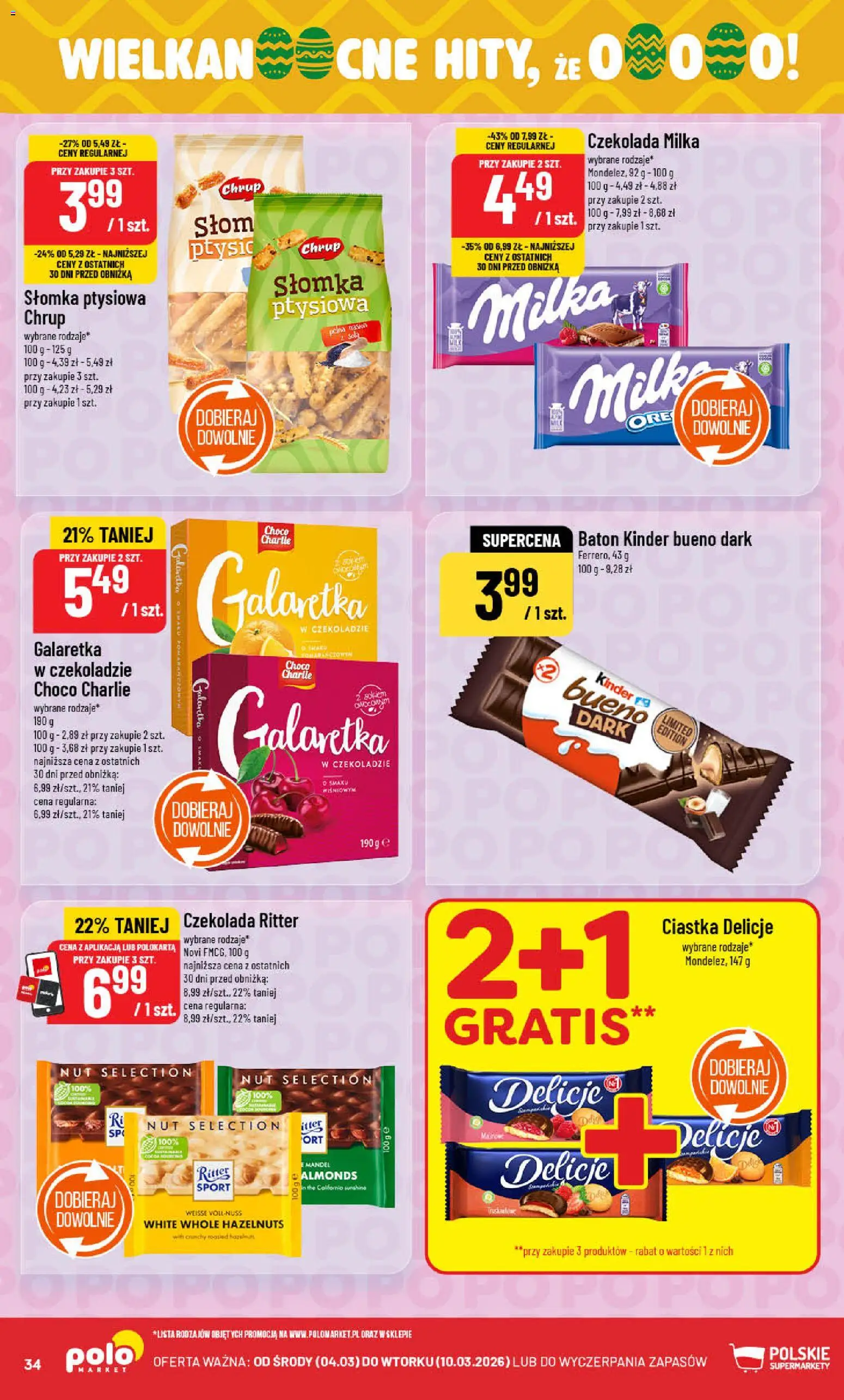 POLOmarket gazetka od 04.03.2026 | Strona: 34 | Produkty: Milka, Baton, Czekolada, Ciastka