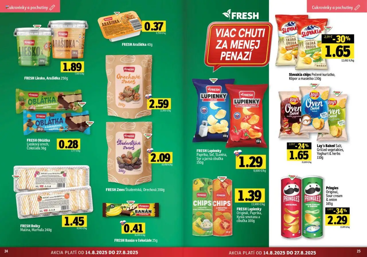 Fresh Východné Slovensko │ platný od 14.08.2025 | Strana: 13 | Produkty: Syr, Smotana, Pringles, Čokoláda