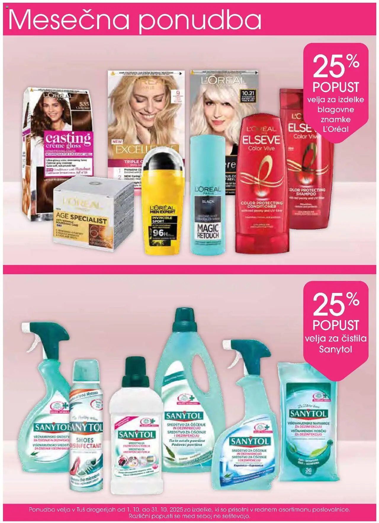 Novi Tuš drogerija katalog ponudbe – veljaven od 15.10.2025 | Stran: 6 | Izdelki: Čistila, Robčki, Deodorant