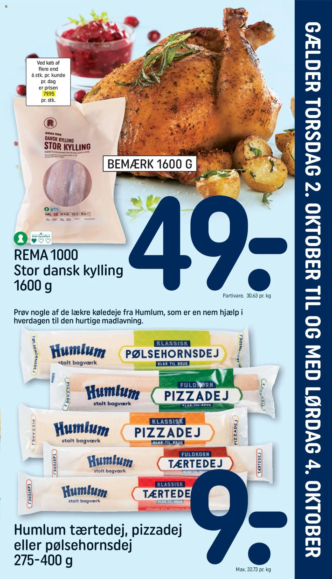 Rema 1000 tilbudsavis – gyldig fra 02.10.2025 | Side: 1 | Produkter: Pizzadej, Søm