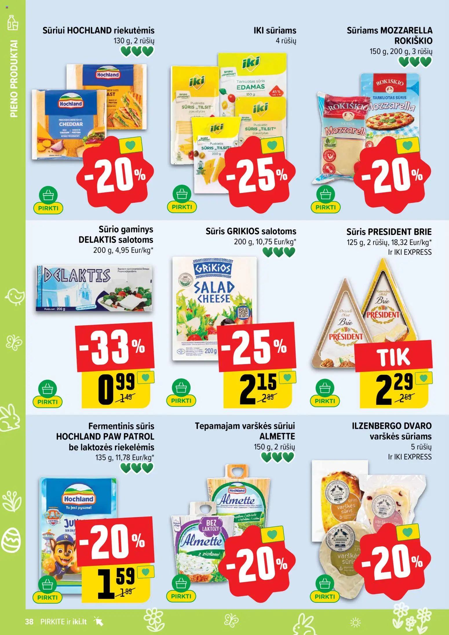 IKI akcijos nuo 16.03.2026 | Puslapis: 38 | Prekių: Varškės sūris, Fermentinis sūris, Sūris, Varškė