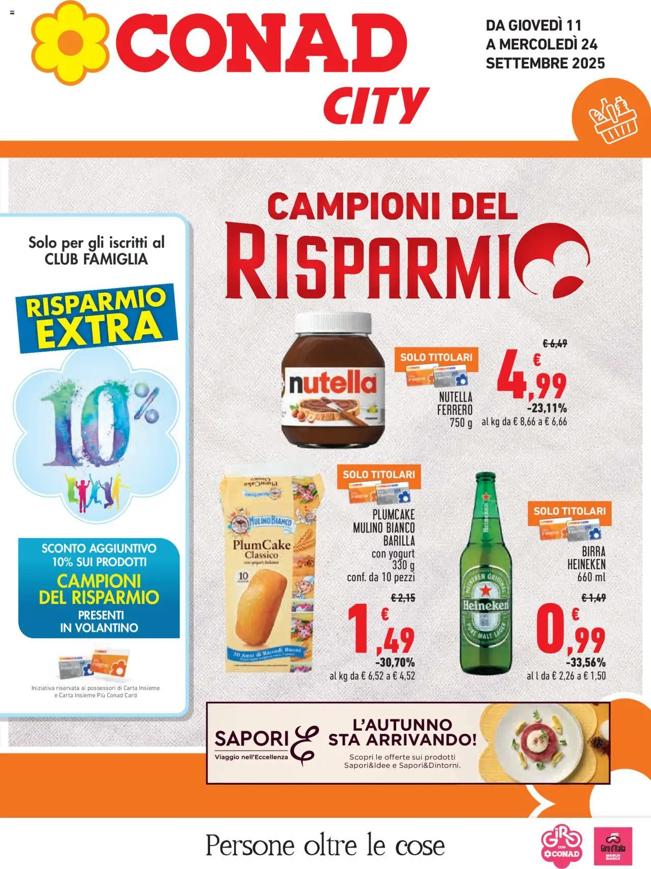 Volantino Conad del 11.09.2025 | Pagina: 1 | Prodotti: Yogurt, Birra, Nutella, Plumcake