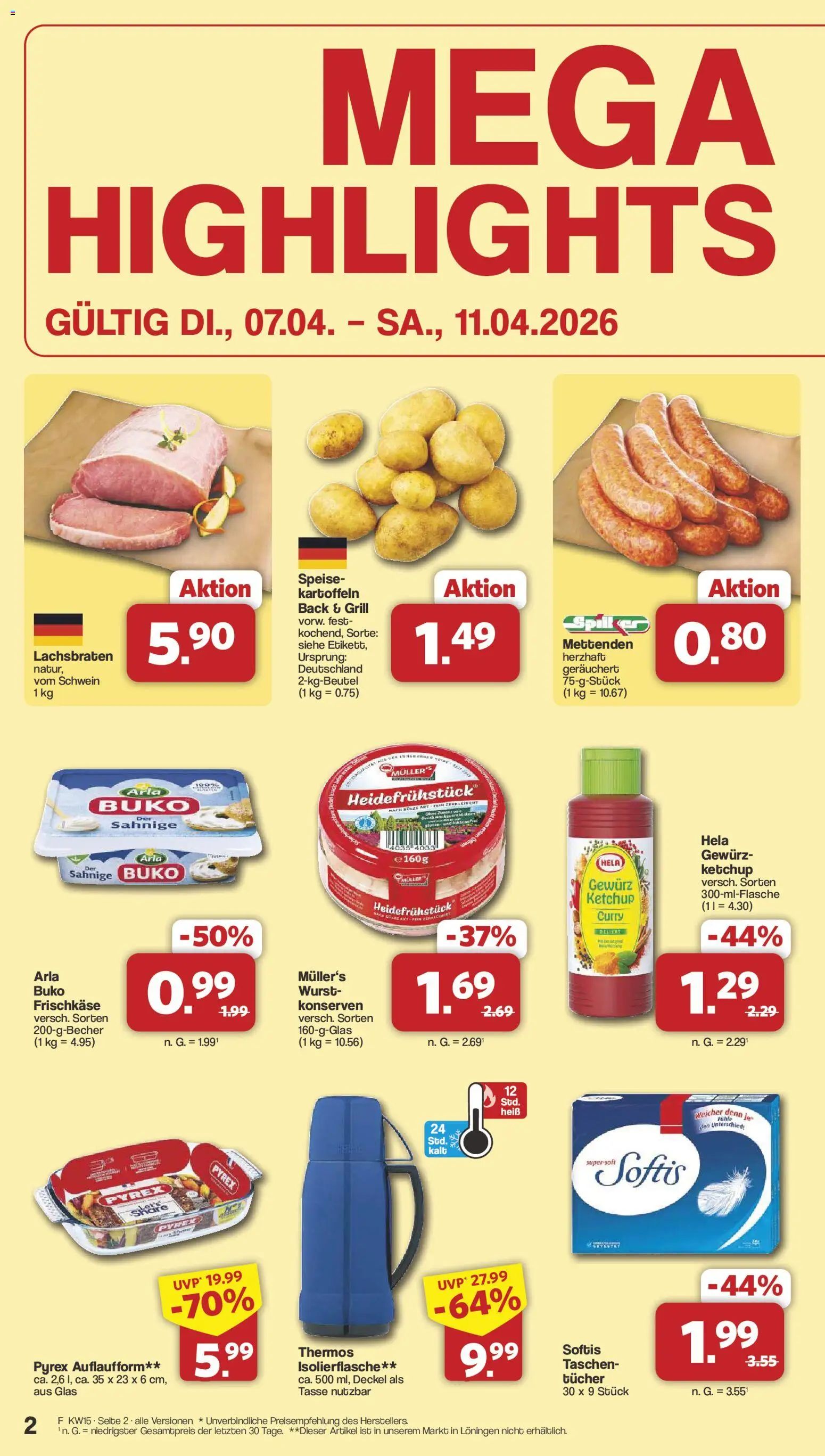 Famila Nordwest Prospekt 	 – gültig ab 07.04.2026 | Seite: 2 | Produkte: Kartoffeln, Wurst, Ketchup, Frischkase