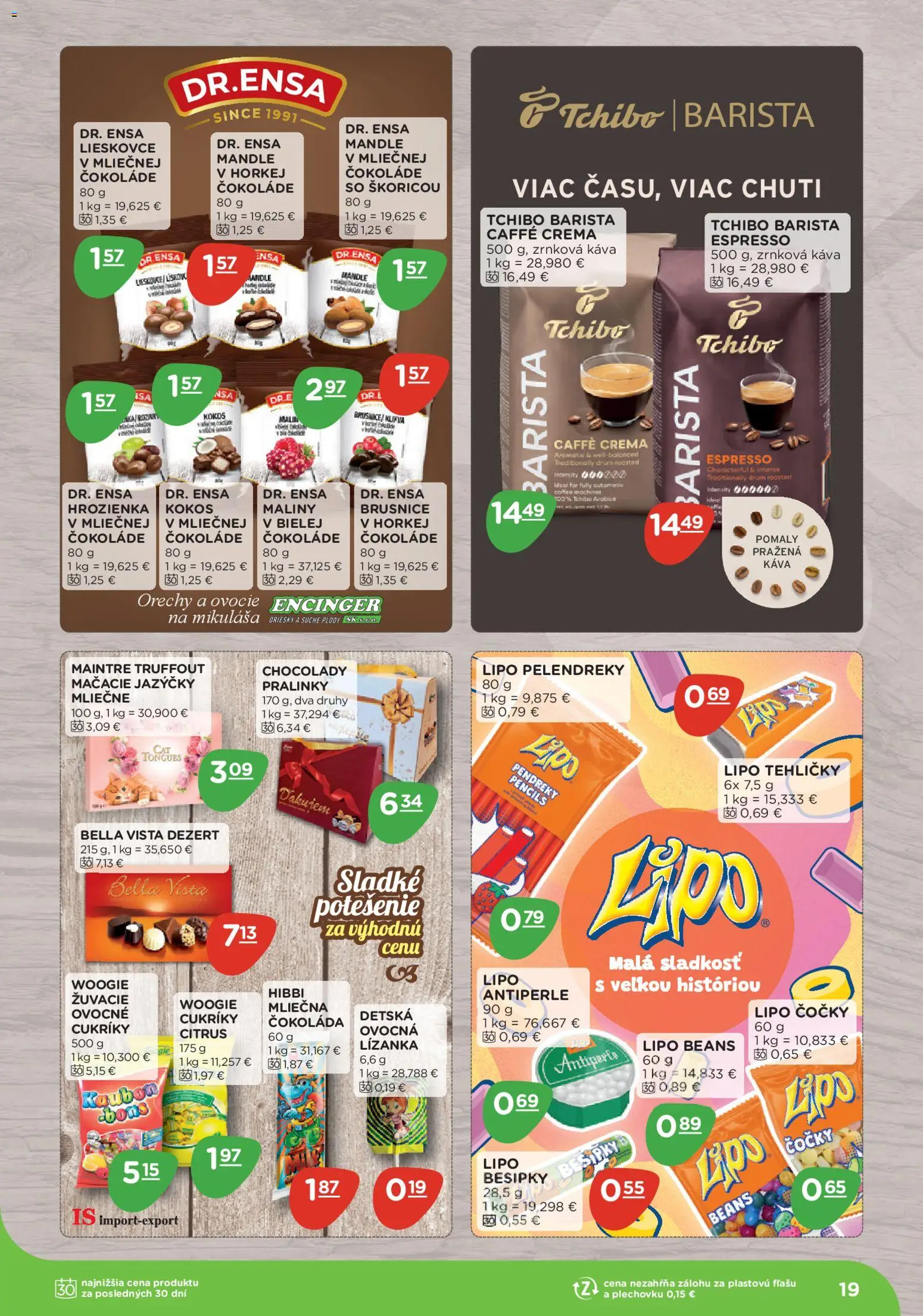Nové Terno akcie – leták je platný od 10.11.2025 | Strana: 19 | Produkty: Barista, Orechy, Hrozienka, Mandle
