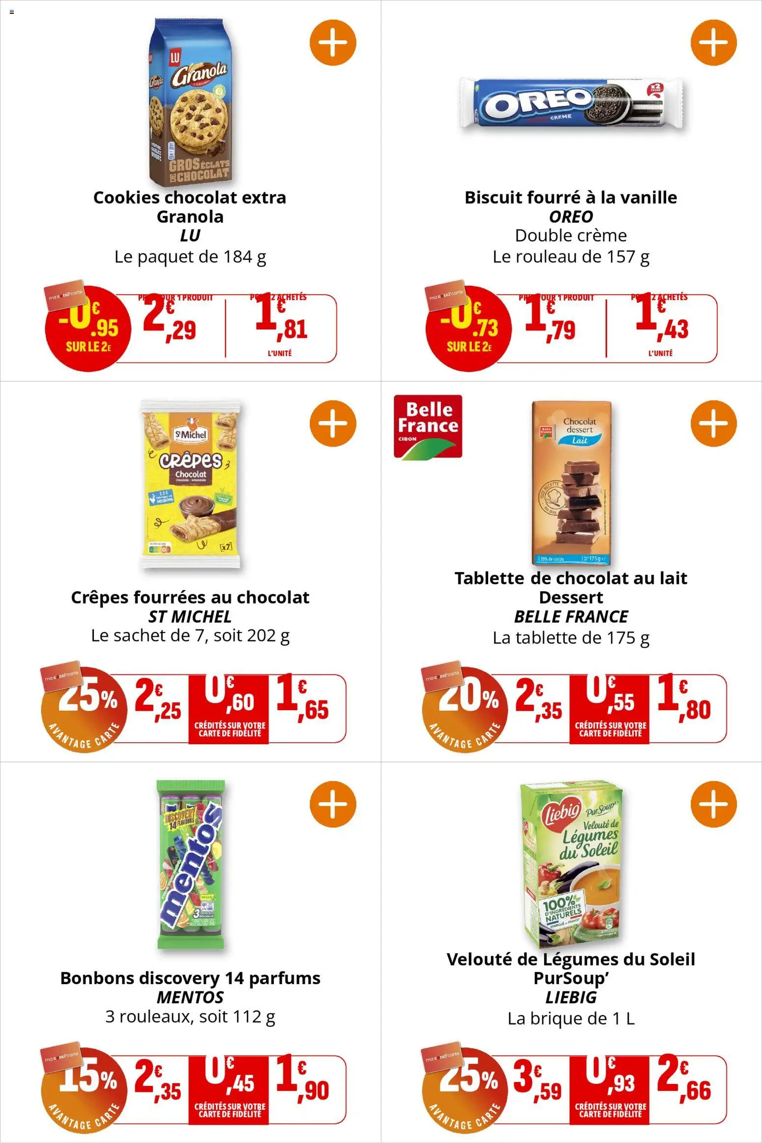 {H1} | Page: 14 | Produits: Cookies, Rouleau, Lait, Chocolat