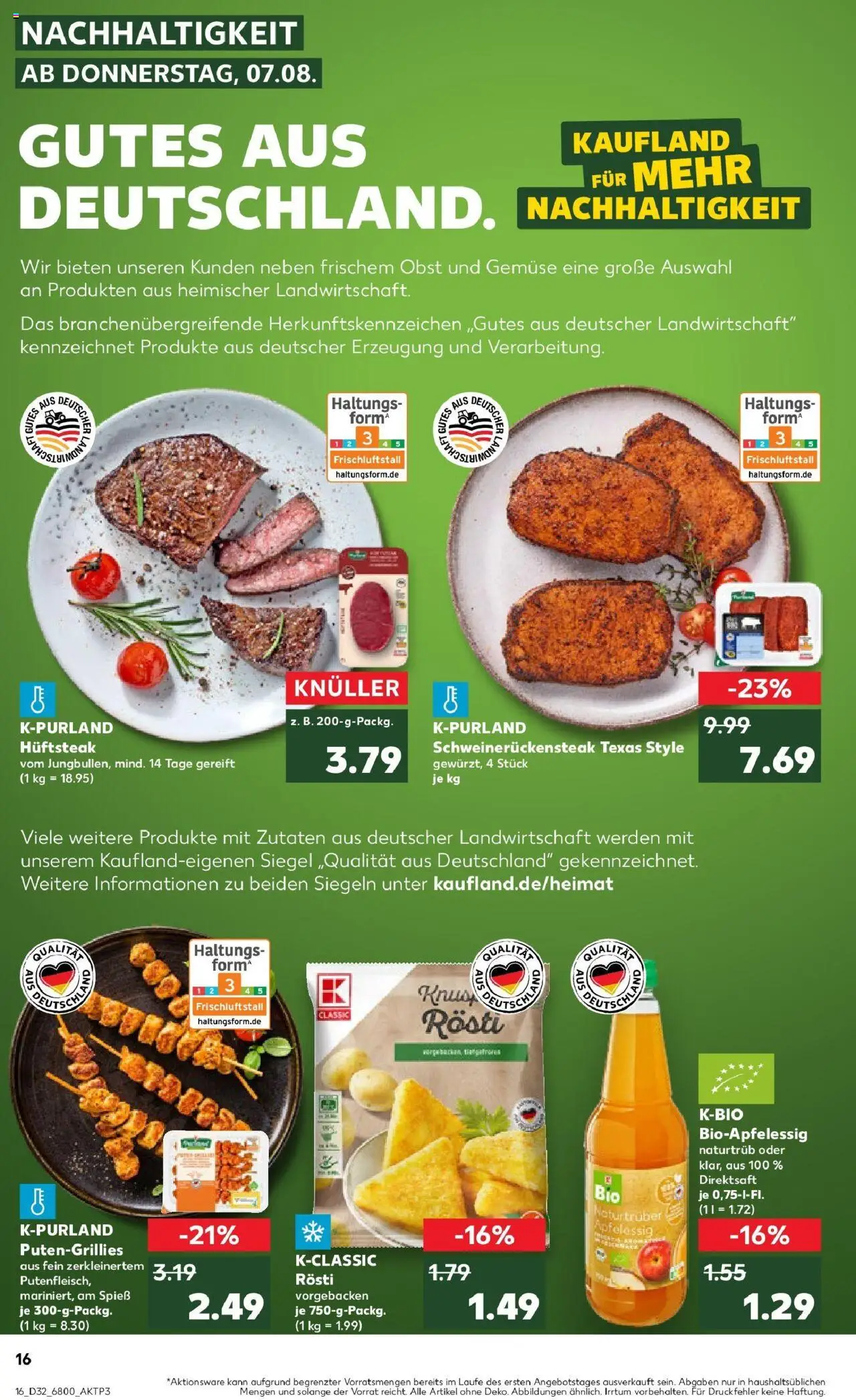 Kaufland prospekt Lübbenau	 - gültig ab dem 07.08.2025 | Seite: 16 | Produkte: Apple, Gemüse, Obst, Steak