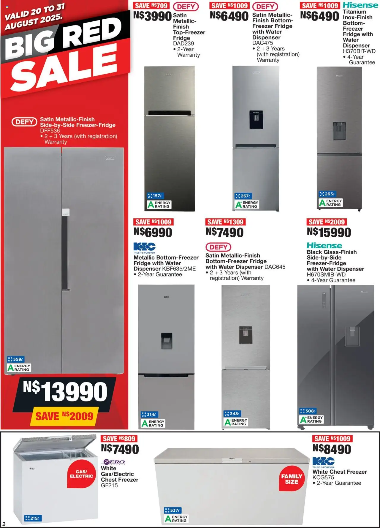OK Furniture - Namibia  Specials │ valid from 20.08.2025 | Page: 2 | Products: Freezer, Fridge, Chest freezer, Water