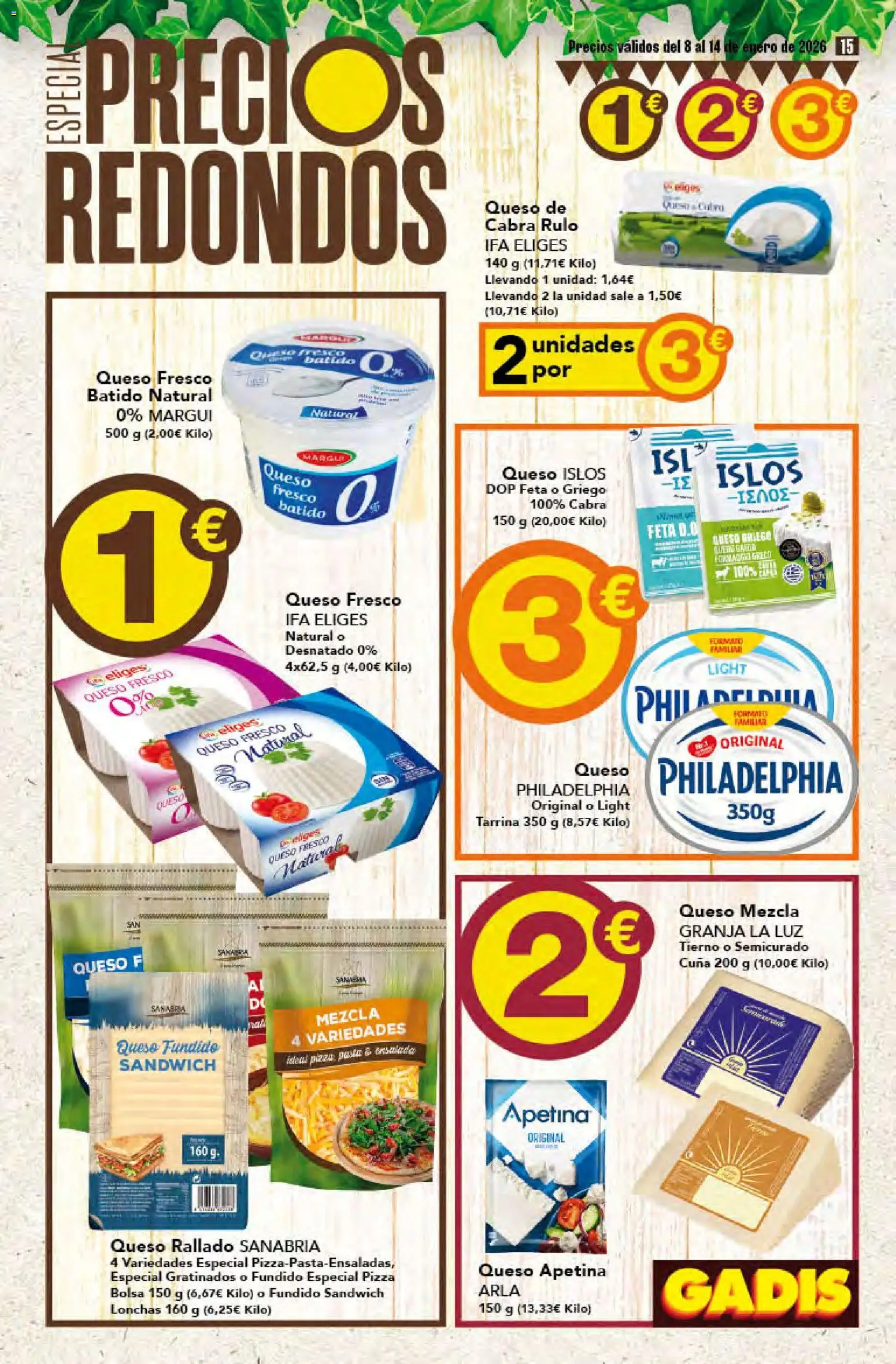 Gadis - folleto │ válido desde el 08.01.2026 | Página: 15 | Productos: Γραβάτα, Queso fresco, Queso rallado, Pasta