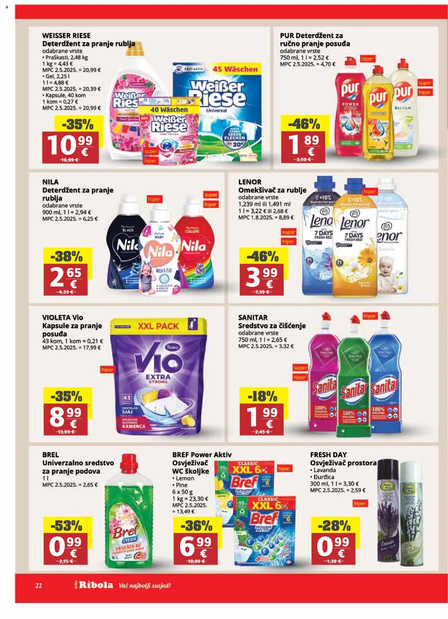 Ultra Gros katalog | vrijedi od 25.02.2026 | Stranica: 22 | Proizvodi: Osvježivač prostora, Violeta, Lenor, Weisser Riese