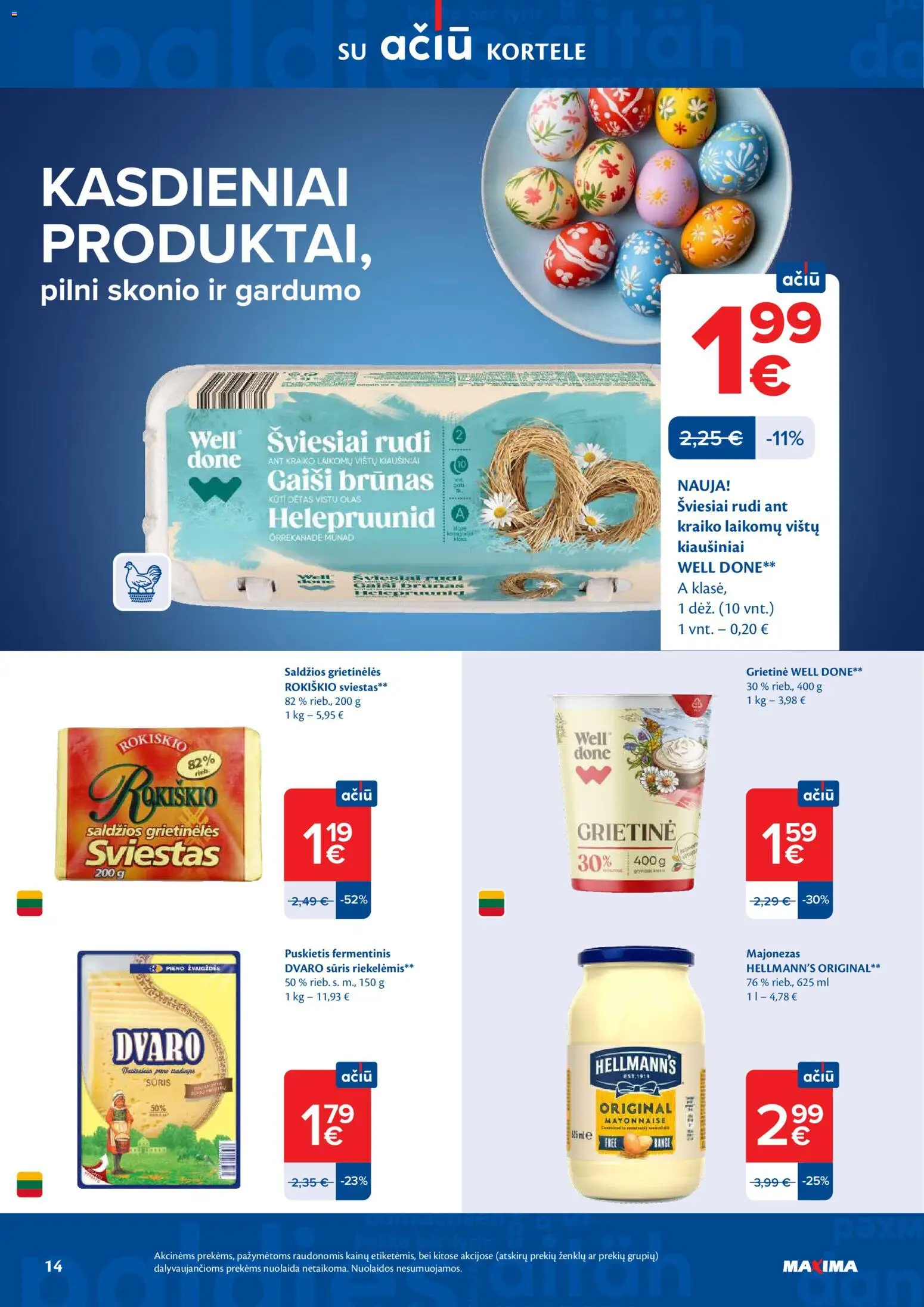 MAXIMA akcijos nuo 24.03.2026 | Puslapis: 14 | Prekių: Kiaušiniai, Sūris, Sviestas, Grietinė