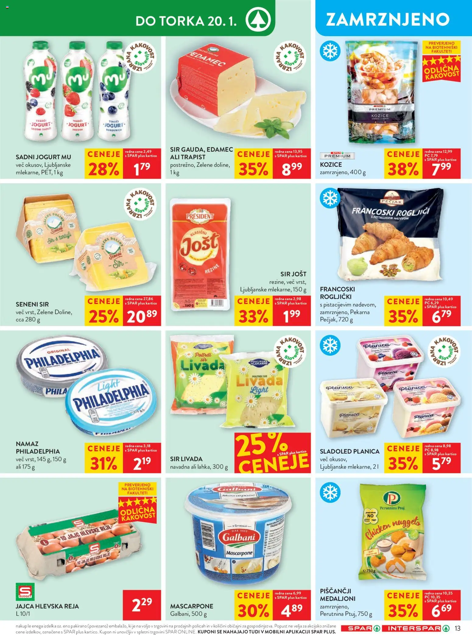 Novi Spar katalog ponudbe – veljaven od 14.01.2026 | Stran: 15 | Izdelki: Edamec, Rogljički, Namaz, Sir