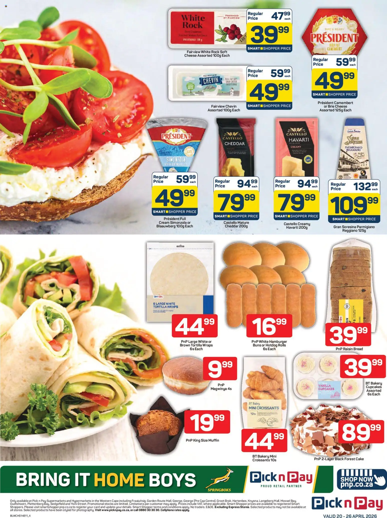 New Pick n Pay catalogue – valid from 20.04.2026 | Page: 4 | Products: Cap, Pan de Viena, Cheese, Bread
