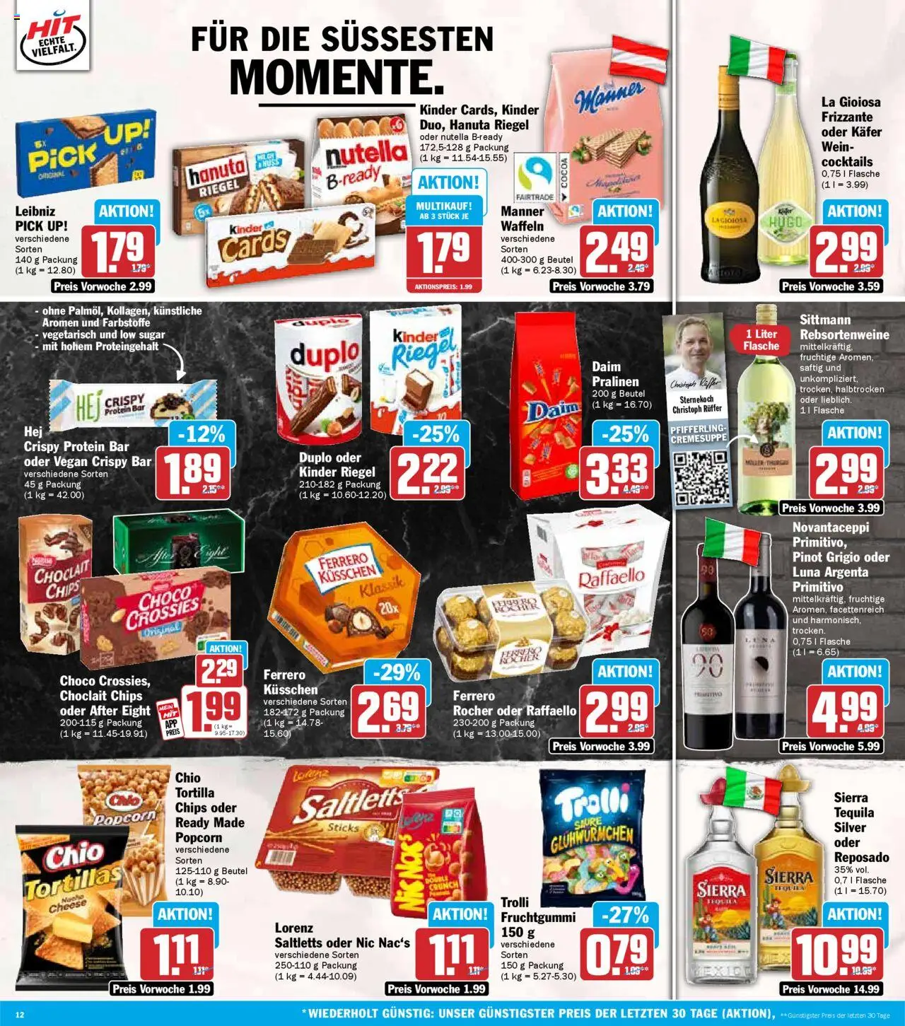 HIT - Wochenprospekt – gültig ab 08.09.2025 | Seite: 12 | Produkte: Raffaello, Waffeln, Wein, Chips
