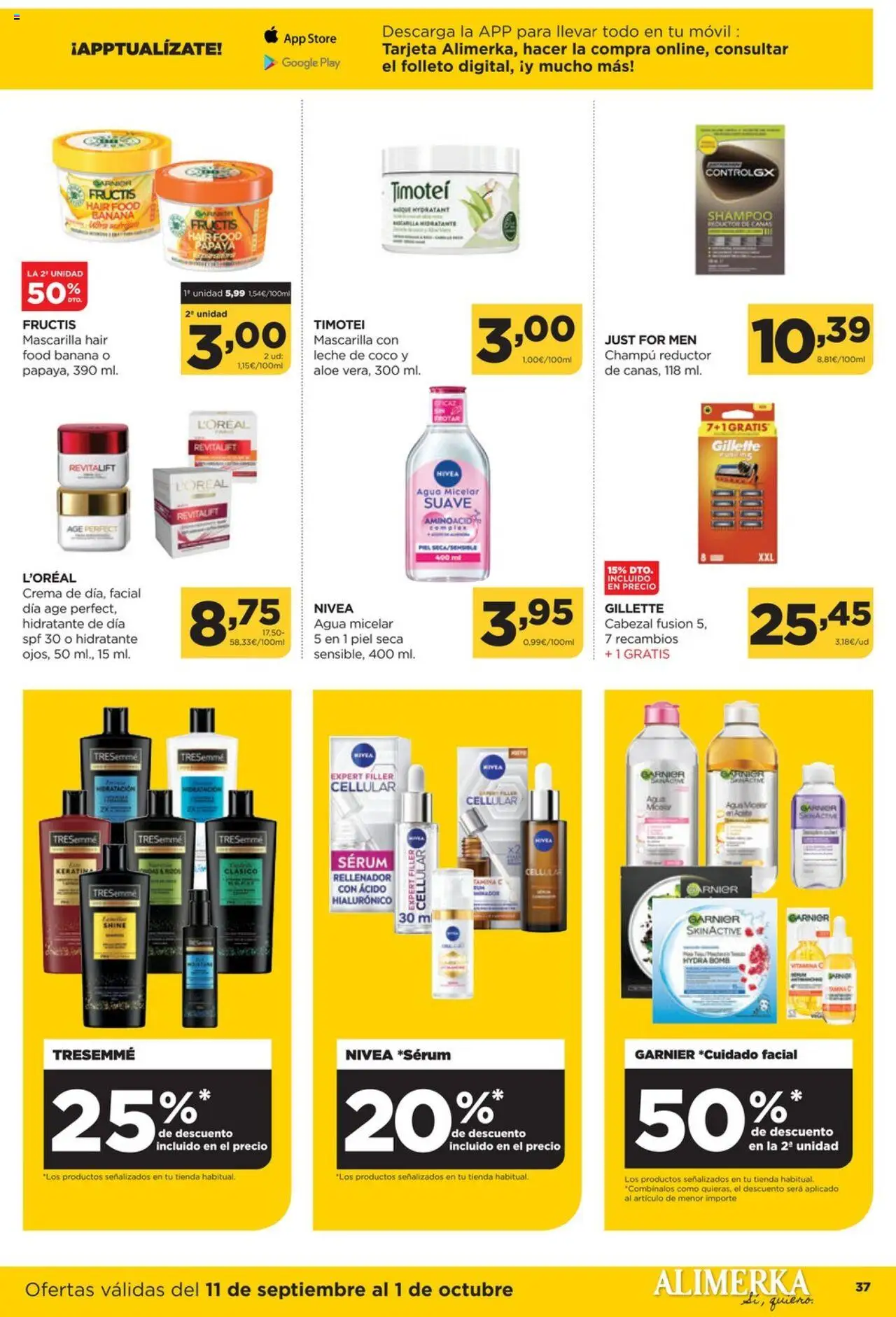 Alimerka folleto Asturias │ válido desde el 11.09.2025 | Página: 37 | Productos: Champú, Agua micelar, Τυρόπιτα, Crema