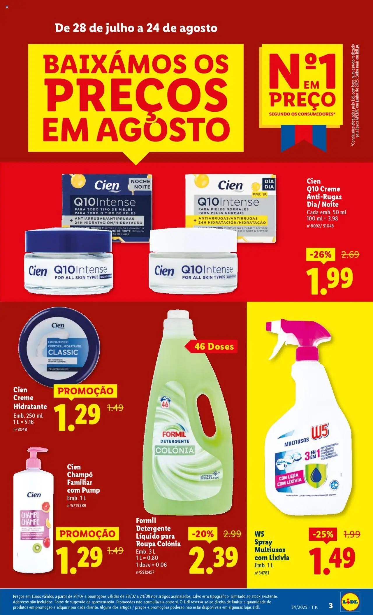 Lidl folheto │ válido de 18.08.2025 | Página: 3 | Produtos: Detergente, Casa de banho, Banho, Creme