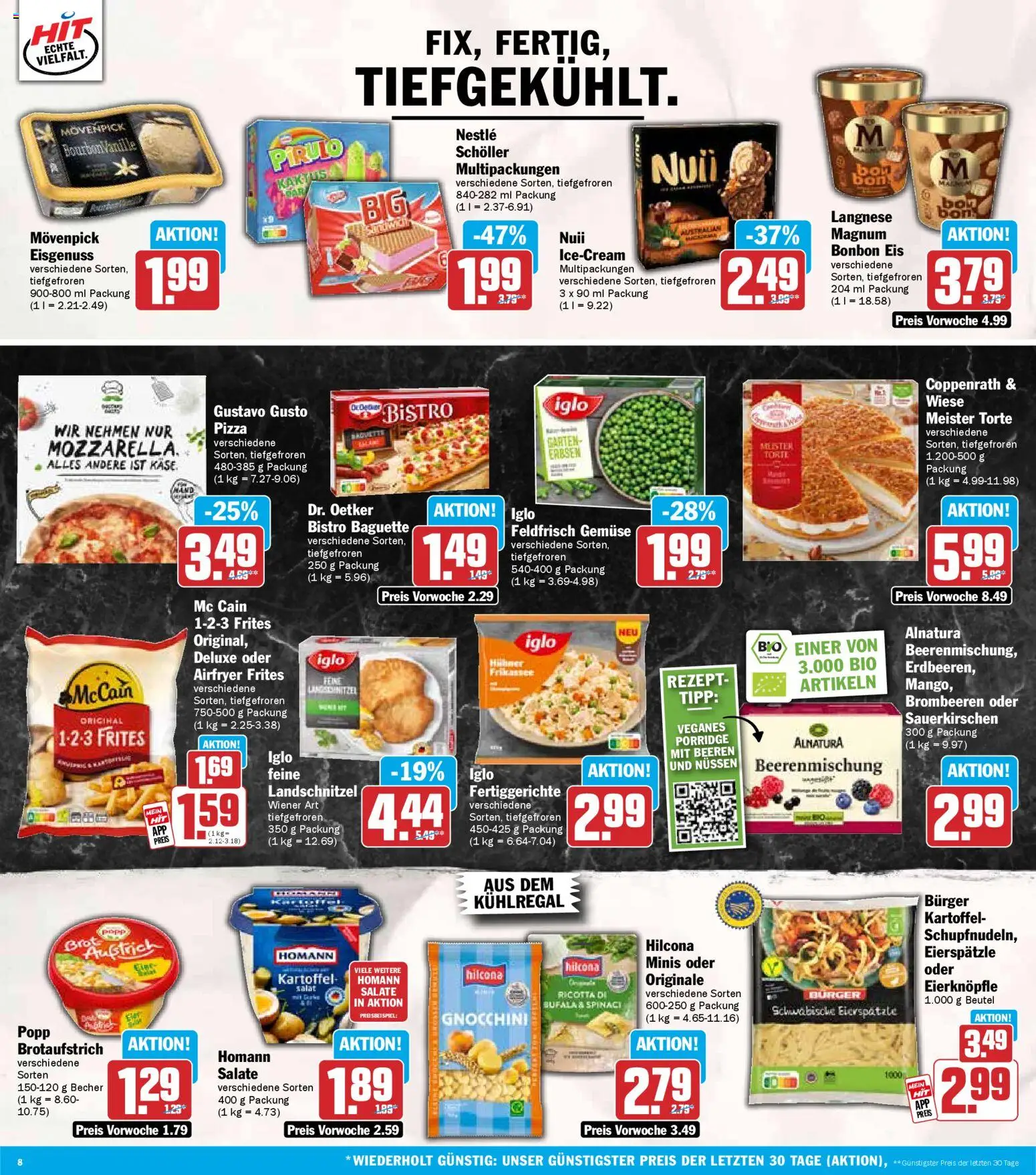 HIT Prospekt 	 – gültig ab 19.01.2026 | Seite: 8 | Produkte: Langnese, McCain, Salat, Erbsen