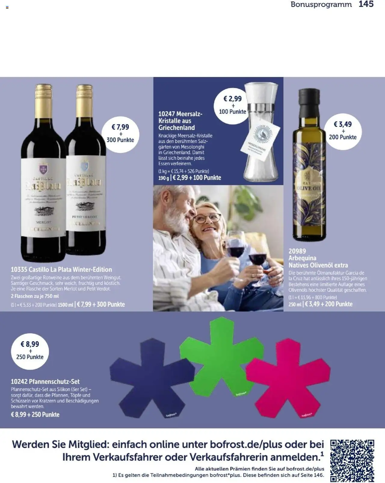 Bofrost Katalog – gültig ab 07.09.2025 | Seite: 145 | Produkte: Merlot, Olivenol, Salz
