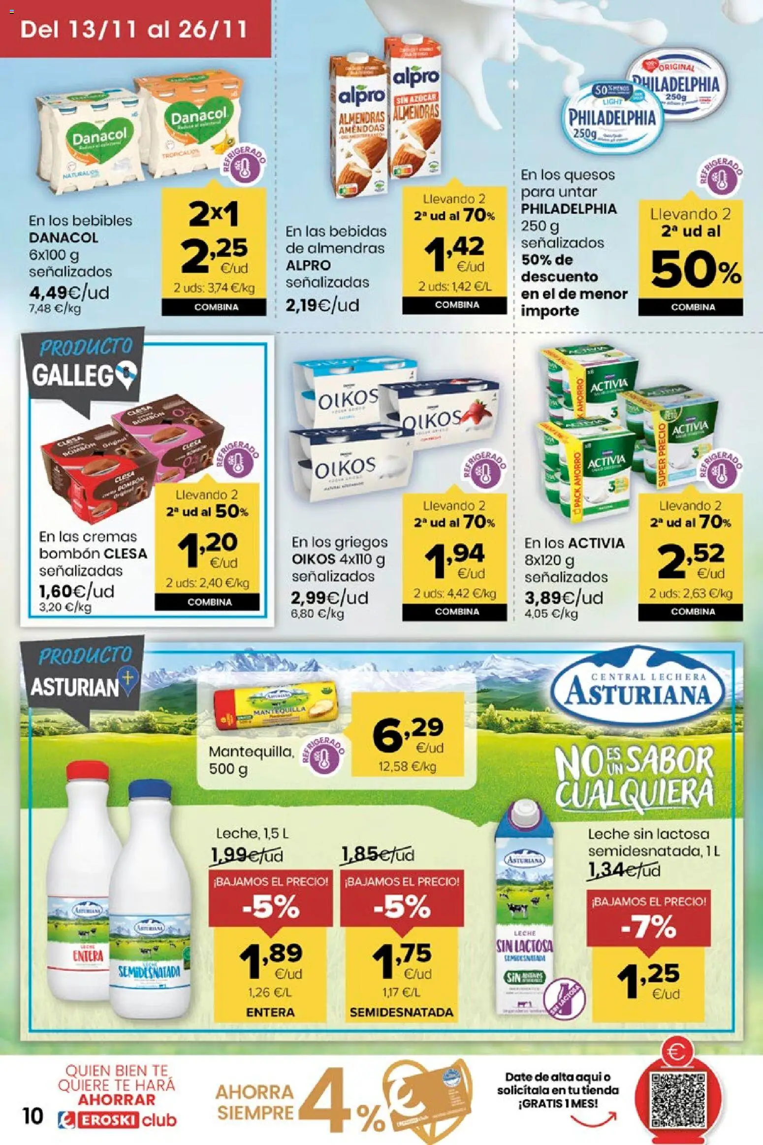 Eroski - Miramos por ti │ válido desde el 13.11.2025 | Página: 10 | Productos: Leche sin lactosa, Leche, Té, Συσκευή ροής