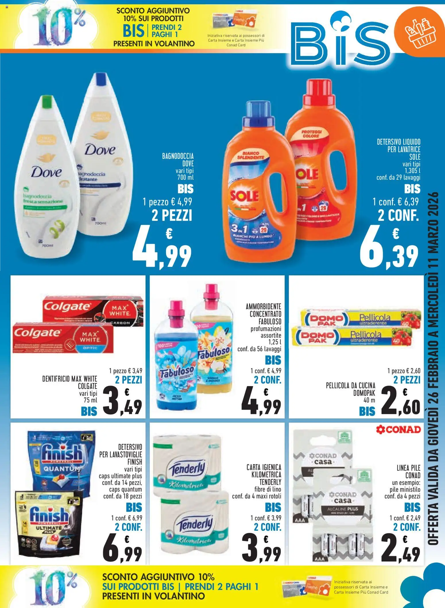 Volantino Conad del 26.02.2026 | Pagina: 5 | Prodotti: Dentifricio, Detersivo per lavastoviglie, Lavatrice, Lavastoviglie