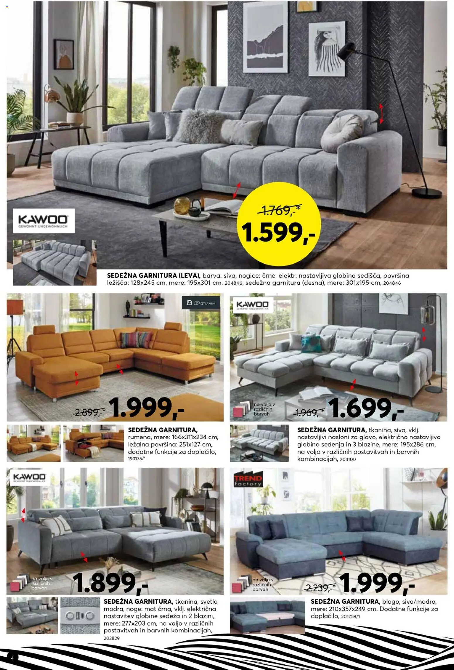 Novi Dipo katalog ponudbe – veljaven od 04.02.2026 | Stran: 4 | Izdelki: Sedezna garnitura, Barva