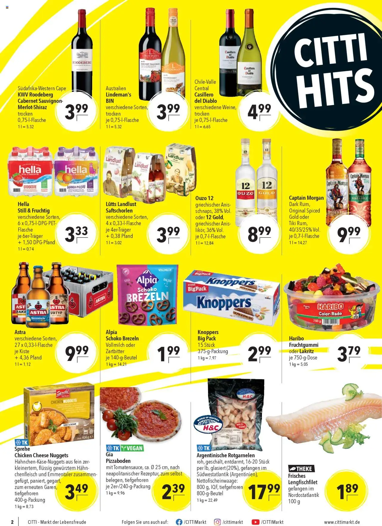 CITTI Markt Prospekt 	 – gültig ab 08.10.2025 | Seite: 2 | Produkte: Ouzo 12, Haribo, Astra, Captain morgan