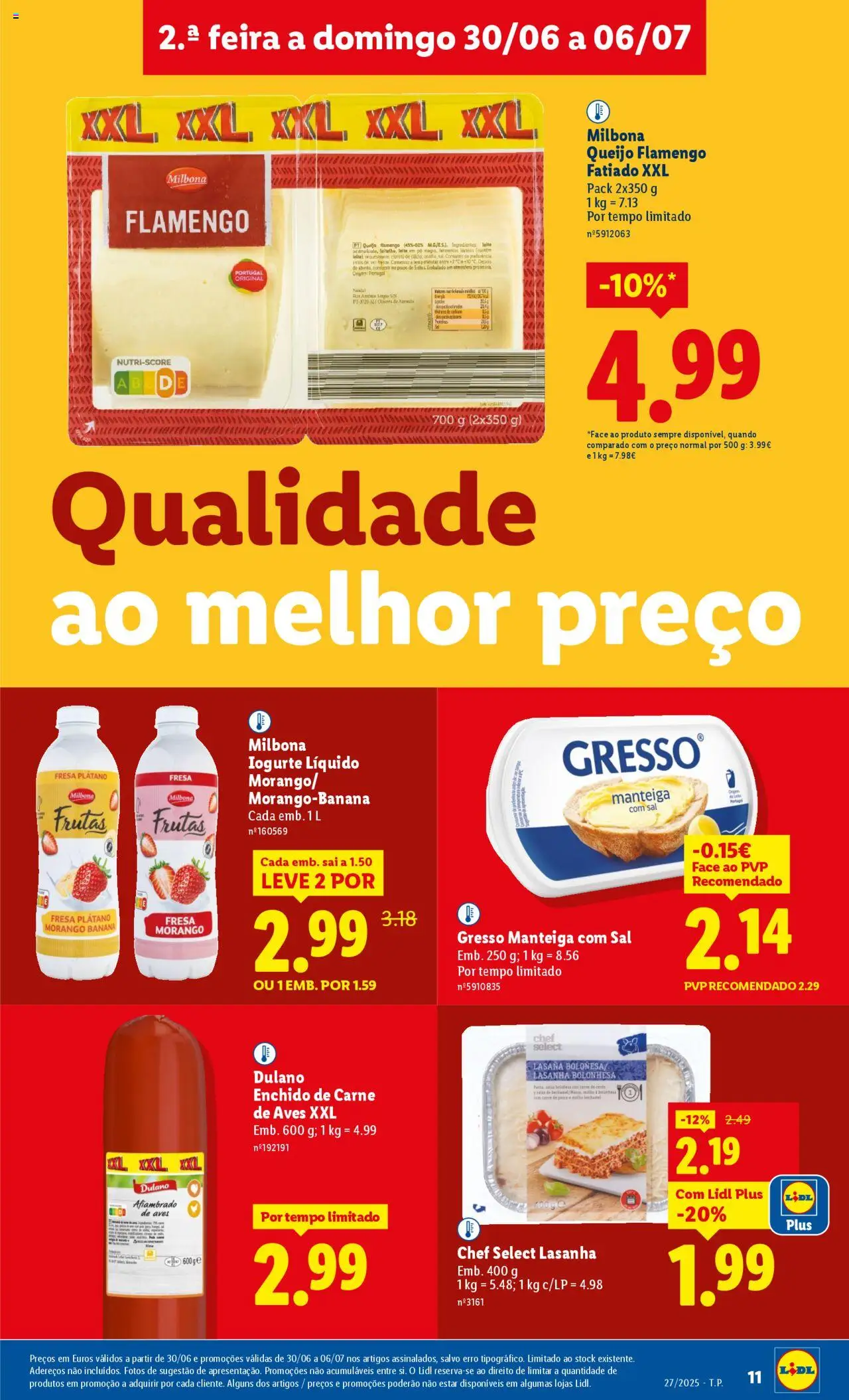 Lidl folheto │ válido de 30.06.2025 | Página: 11 | Produtos: Sal, Leite, Manteiga, Queijo