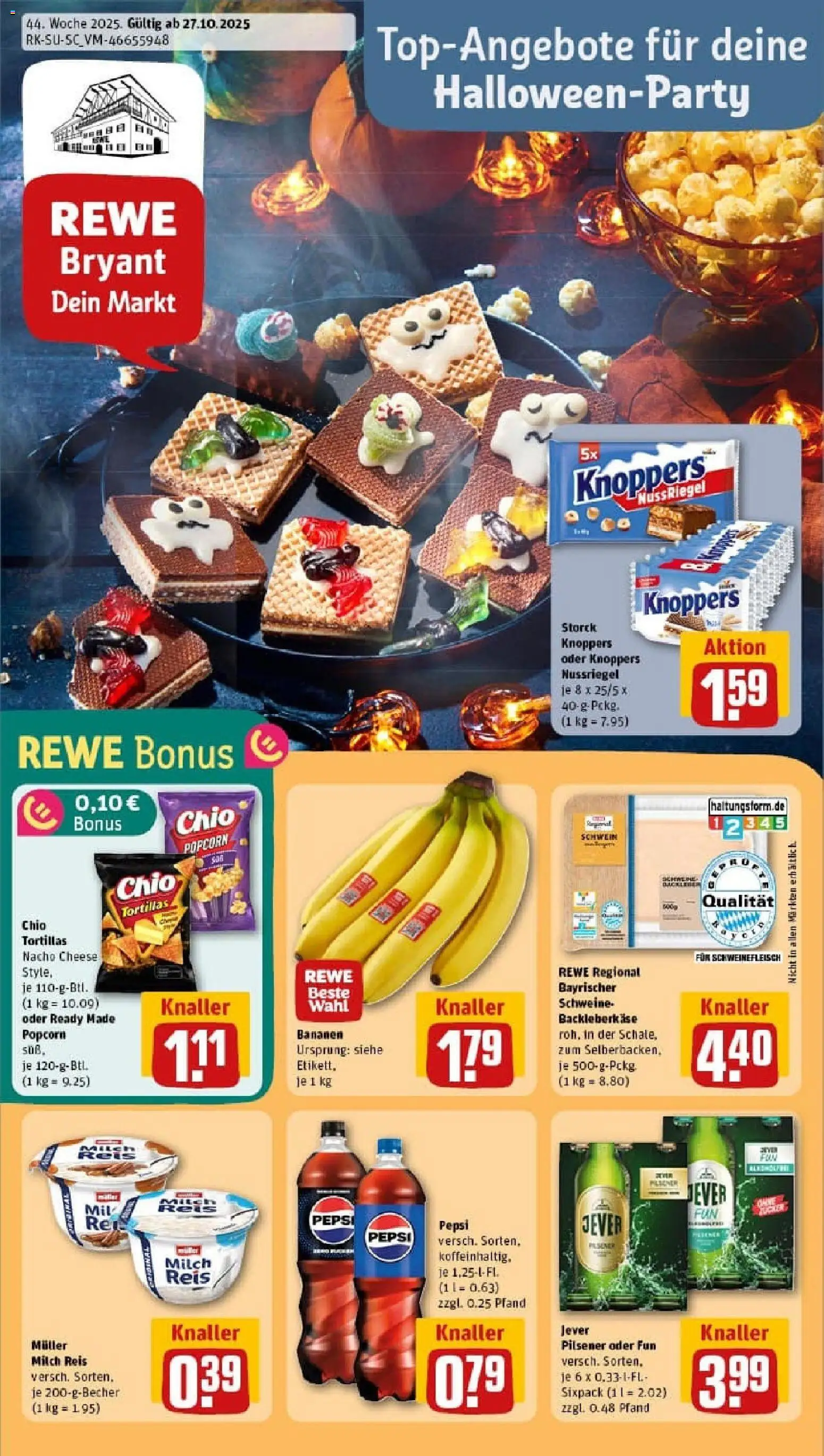 Rewe prospekt Icking	 – gültig ab 26.10.2025 | Seite: 1 | Produkte: Bananen, Pepsi, Chio tortillas, Schweinefleisch