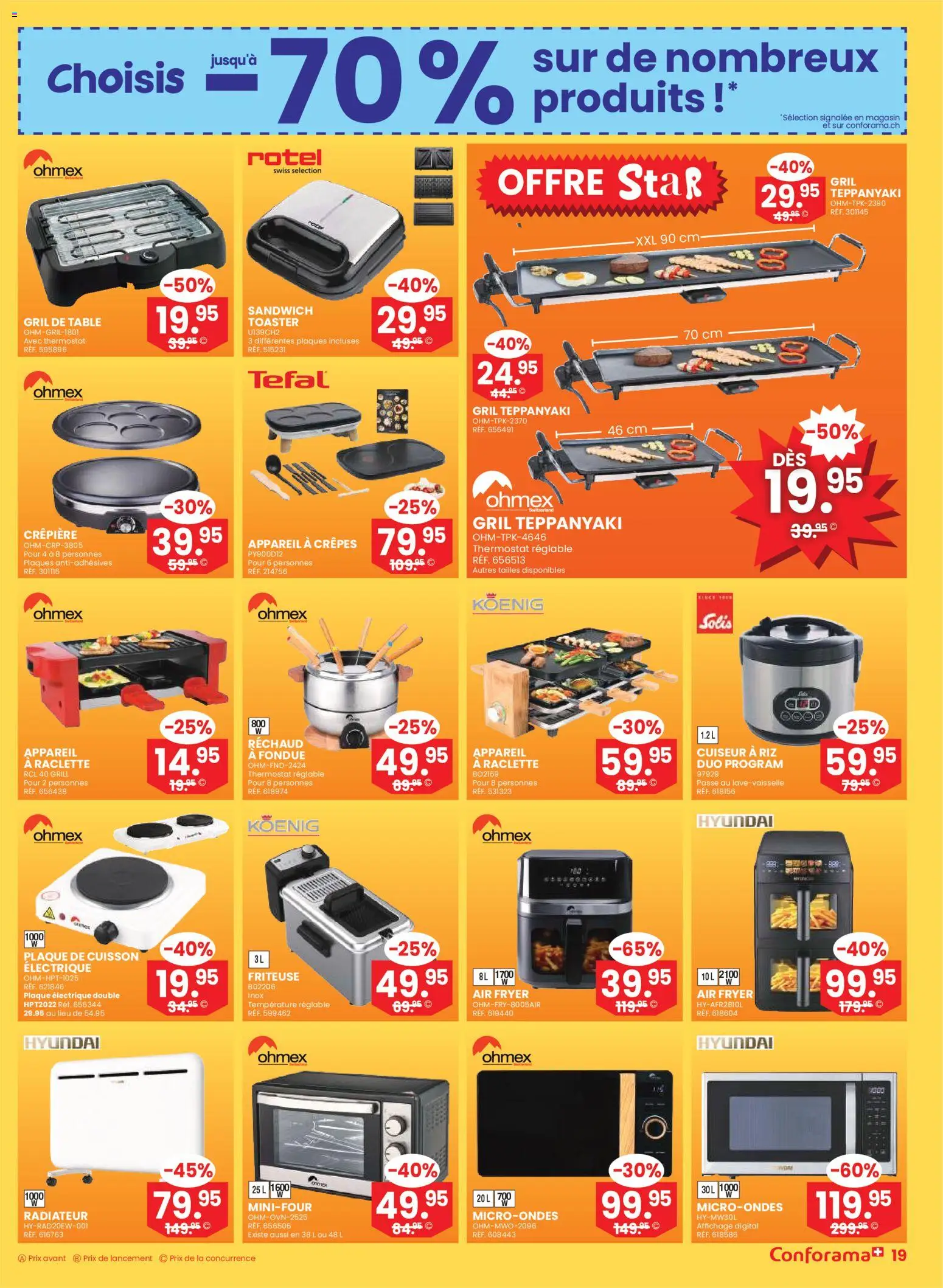 Conforama Aktionen FR – gültig ab 07.01.2026 | Seite: 19 | Produkte: Toaster, Friteuse, Raclette, Fondue