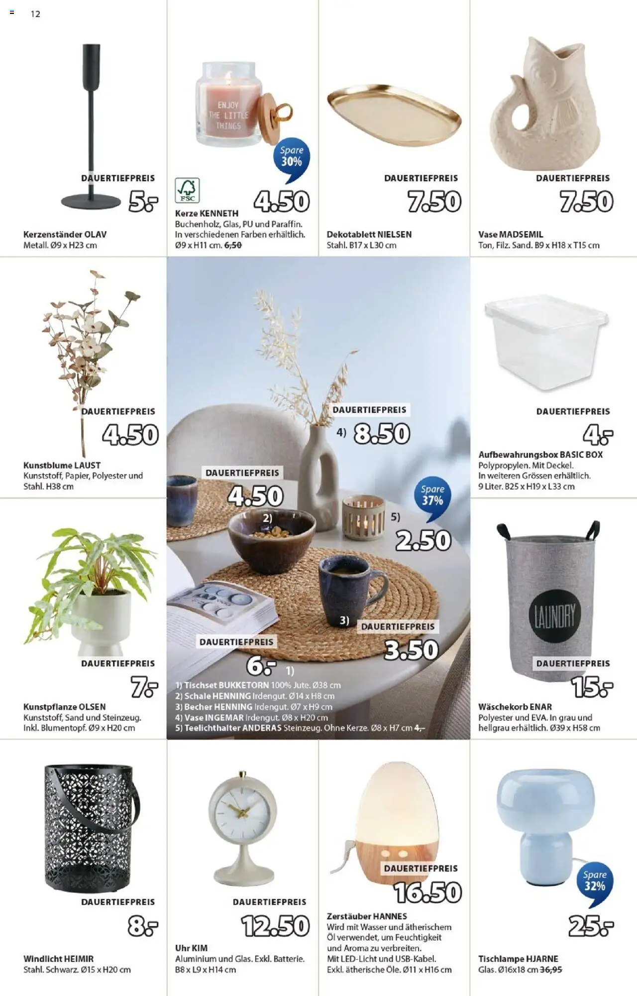 JYSK Aktionen – gültig ab 07.10.2025 | Seite: 12 | Produkte: Box, Vase, Wasser, Uhr