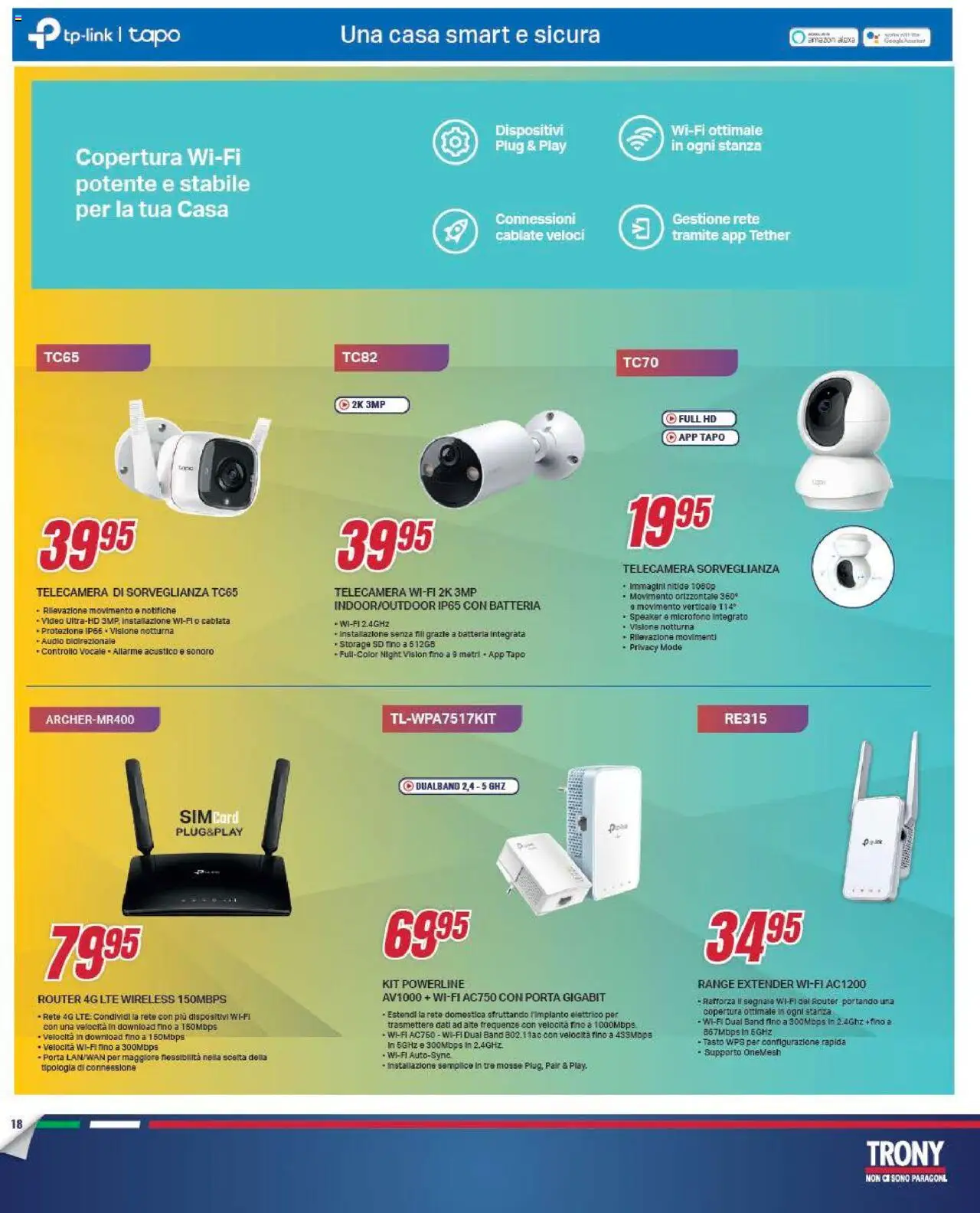 Volantino Trony del 17.10.2025 | Pagina: 18 | Prodotti: Router, Video, Audio, Batteria