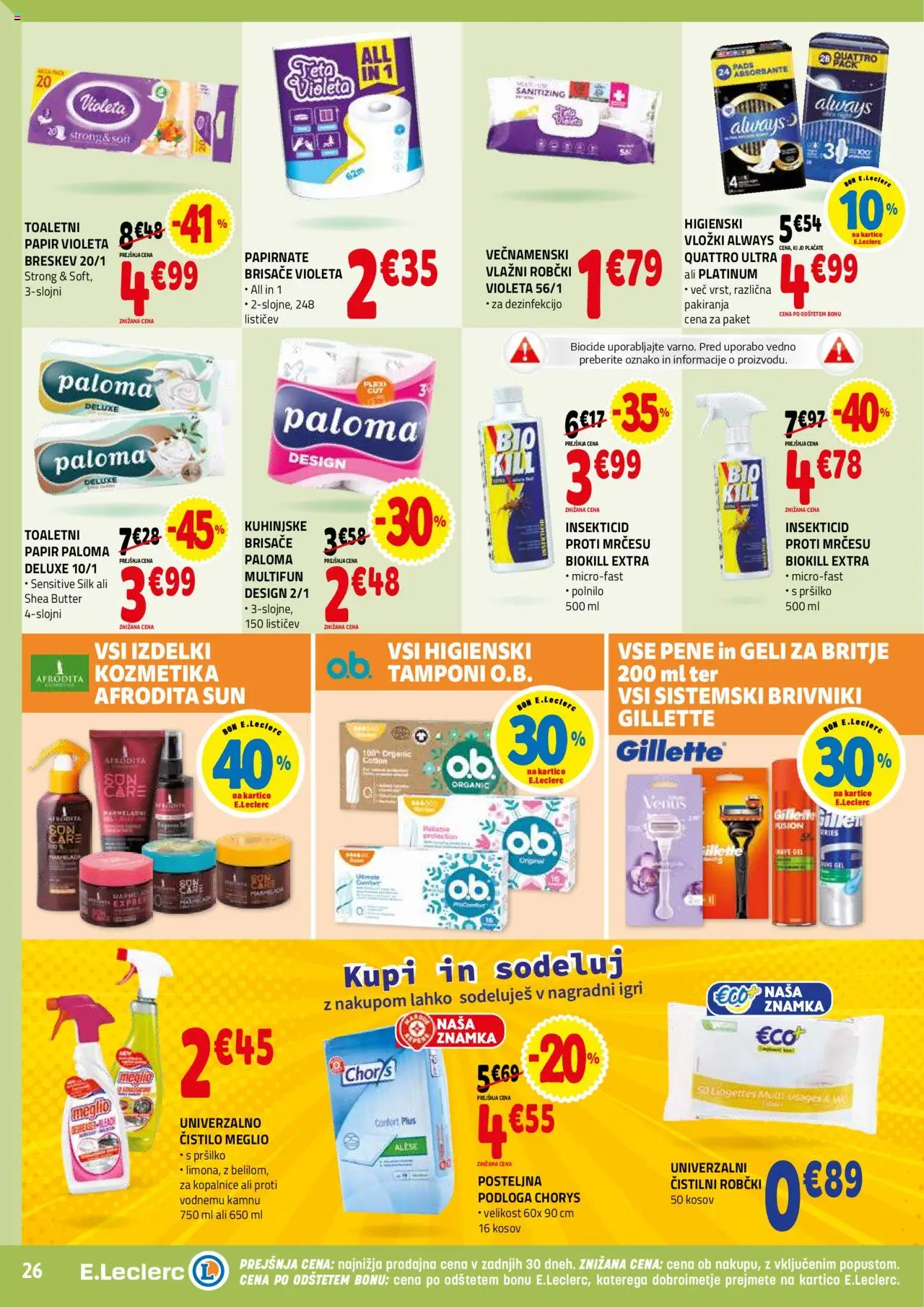 E.leclerc katalog │ velja od 03.09.2025 | Stran: 26 | Izdelki: Vložki, Robčki, Tamponi, Breskev