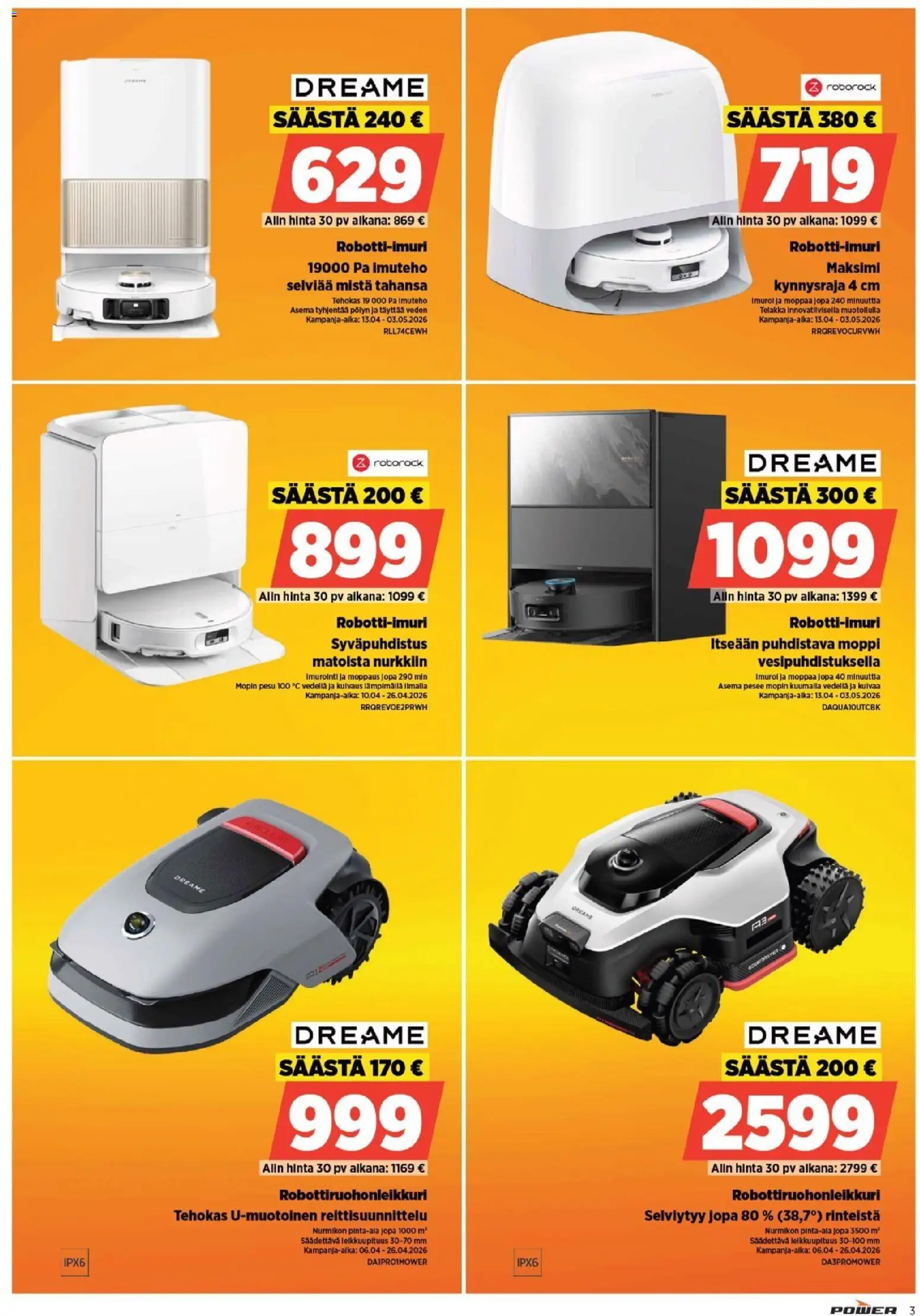 Power tarjoukset – voimassa 20.04.2026 alkaen | Sivu: 3 | Tuotteet: Robottiruohonleikkuri, Moppi