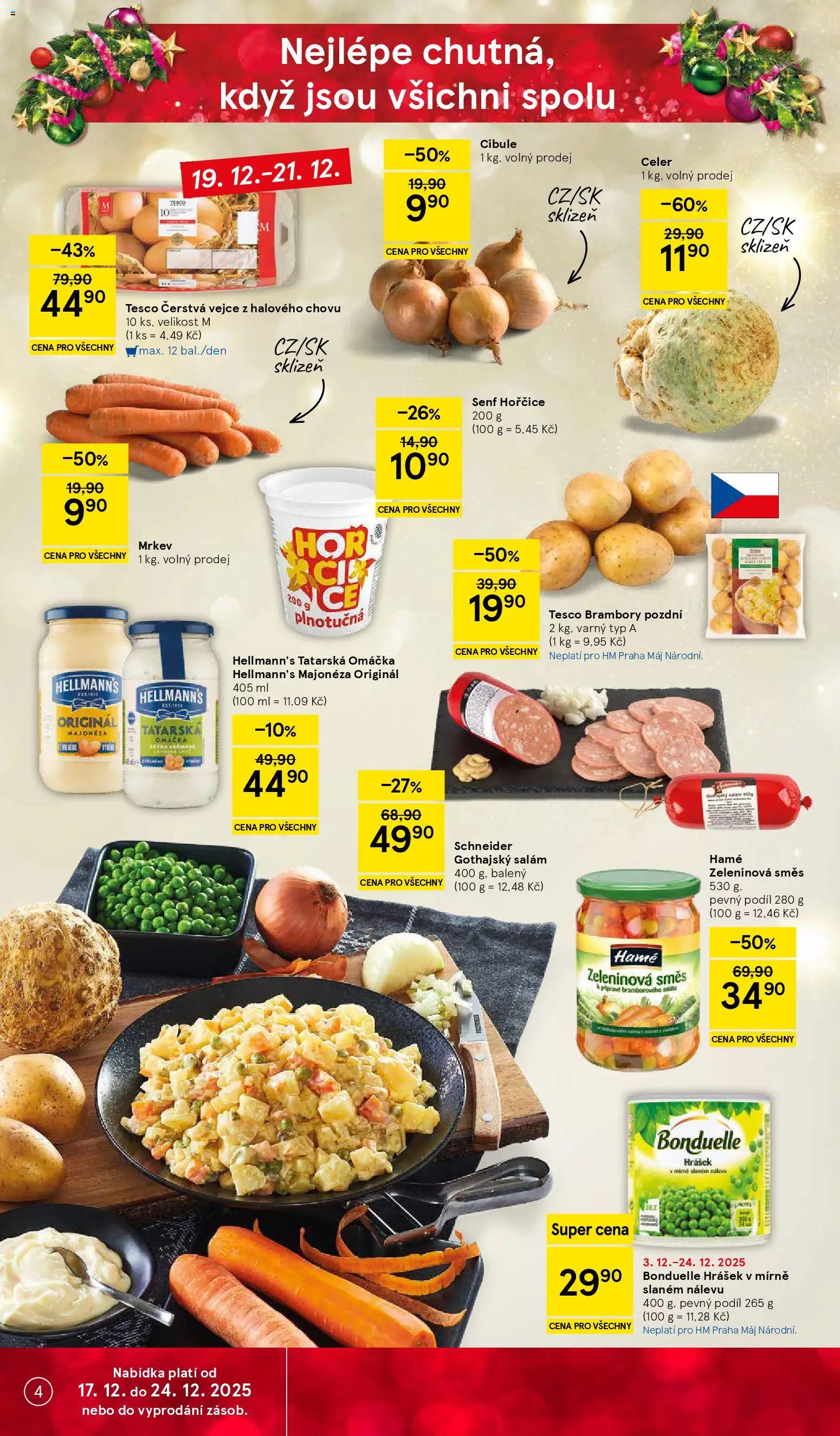 Tesco leták - Hypermarket od 17.12.2025 | Strana: 4 | Produkty: Mrkev, Hellmann's, Gothajský salám, Majonéza