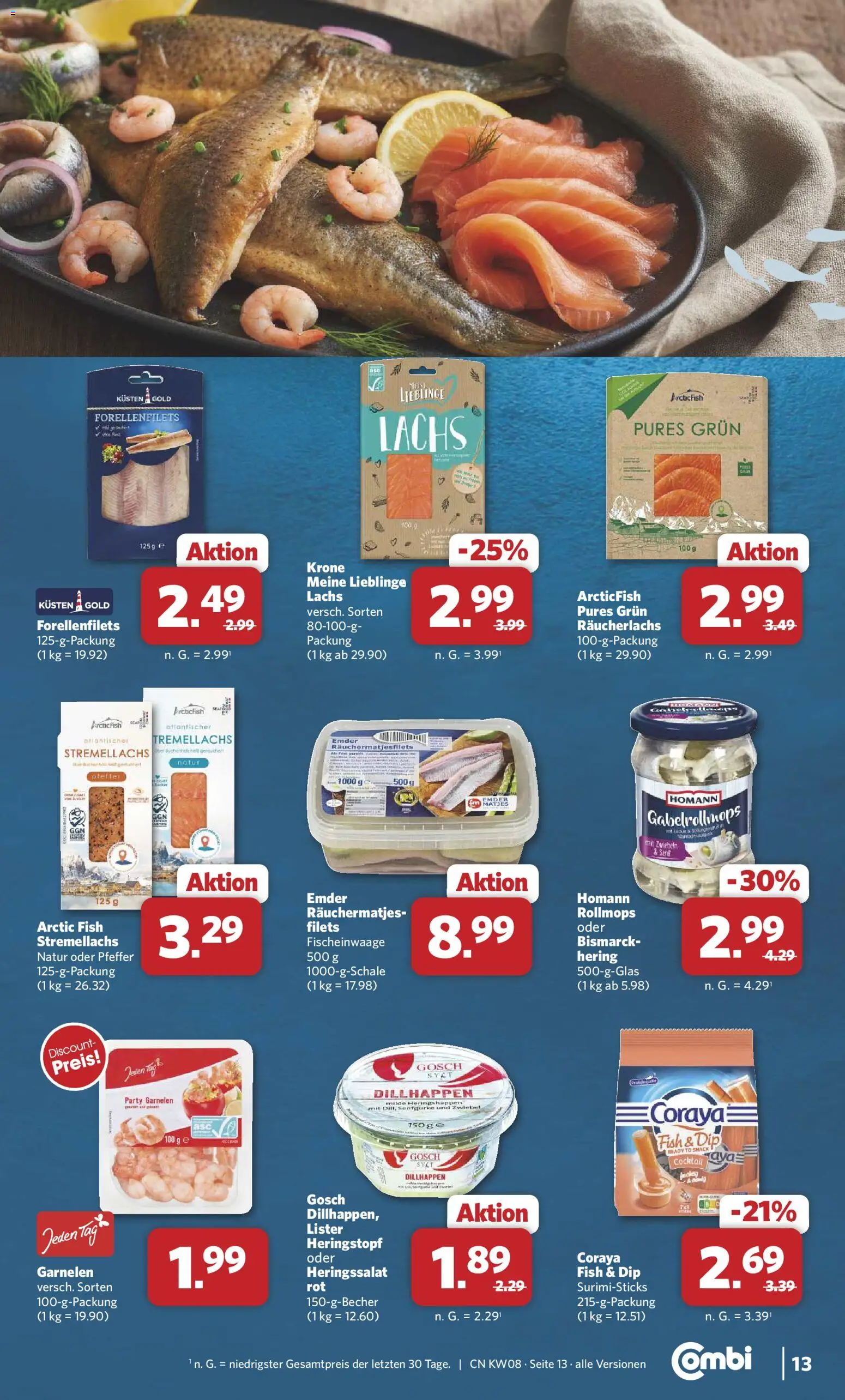 Combi Prospekt 	 – gültig ab 16.02.2026 | Seite: 13 | Produkte: Lachs, Räucherlachs, Zwiebeln, Pfeffer