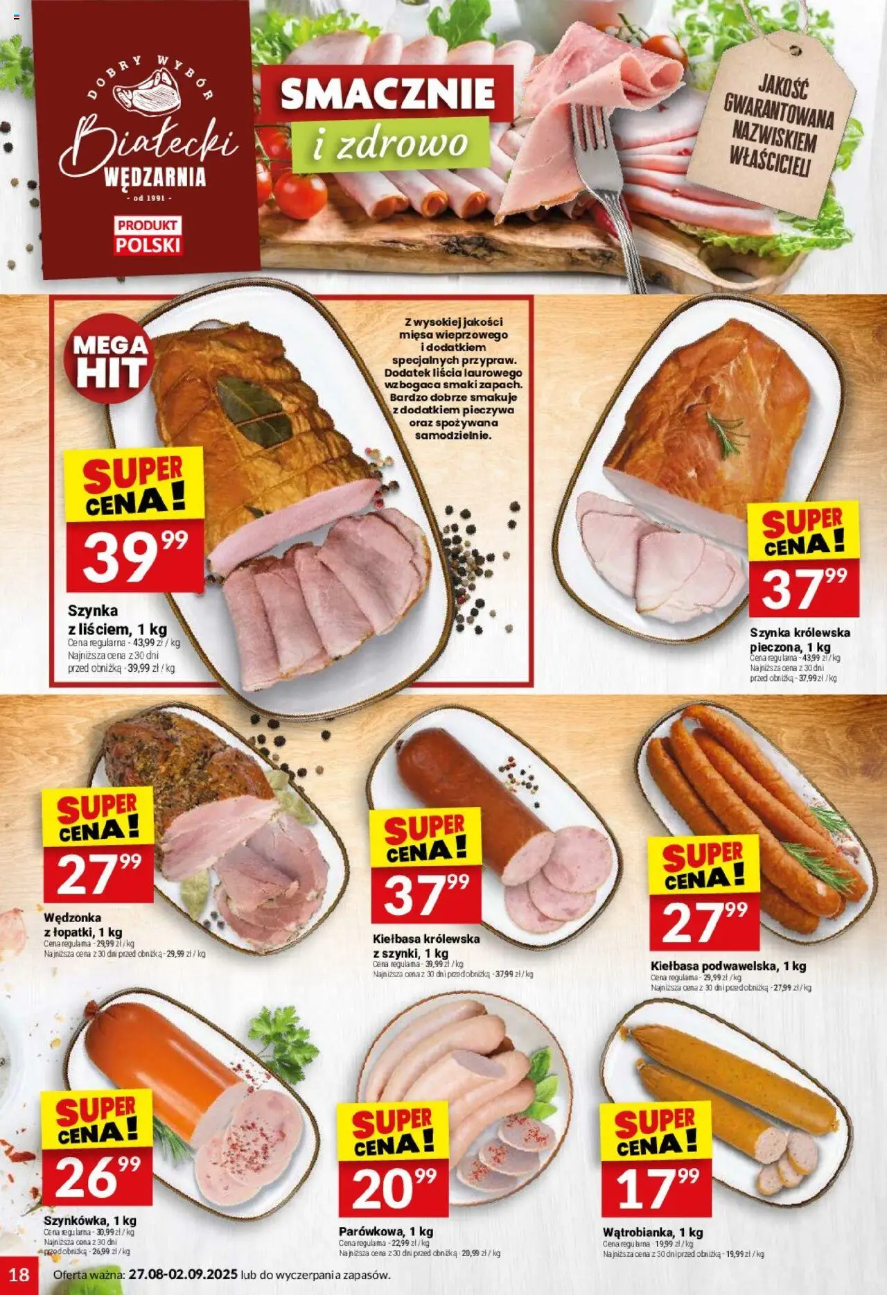 Twój Market Gazetka od 27.08.2025 | Strona: 18 | Produkty: Kiełbasa, Szynka