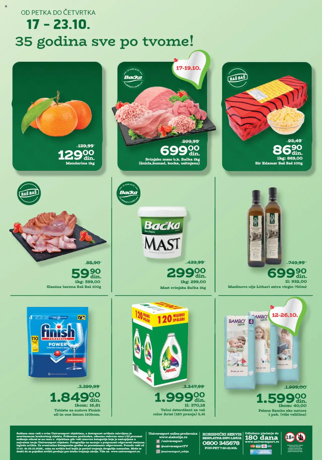 Univerexport katalog - važi od 17.10.2025 | Strana: 1 | Proizvode: Finish, Mast, Limun, Pelene