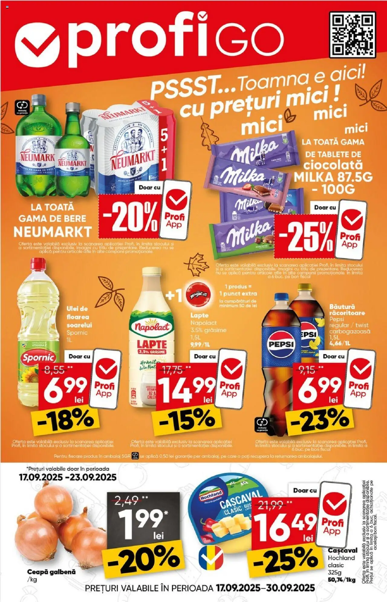 Noul catalog Profi – valabil de la 17.09.2025 | Pagină: 1 | Produse: Ceapă galbenă, Mici, Lapte, Ulei