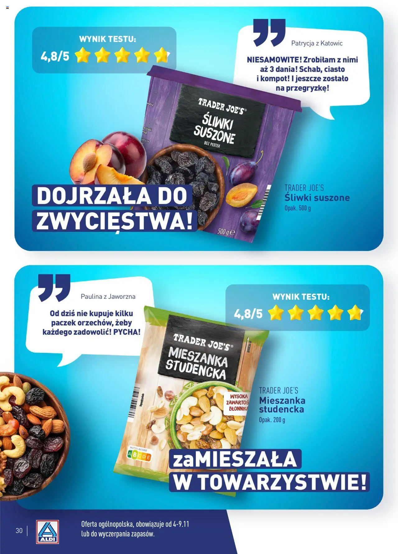 Aldi Gazetka - Wielki test od 04.11.2024 | Strona: 30 | Produkty: Ciasto, Śliwki, Śliwki suszone