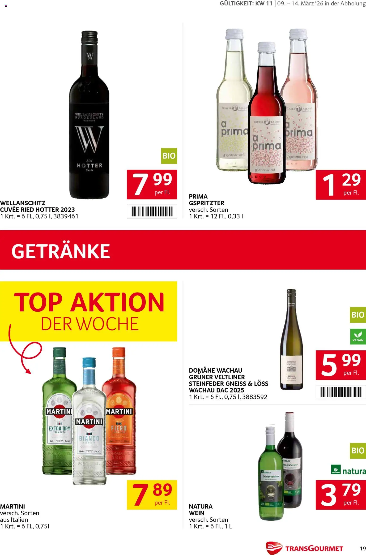 Transgourmet Flugblatt gültig ab 08.03.2026 | Seite: 19 | Produkte: Wein