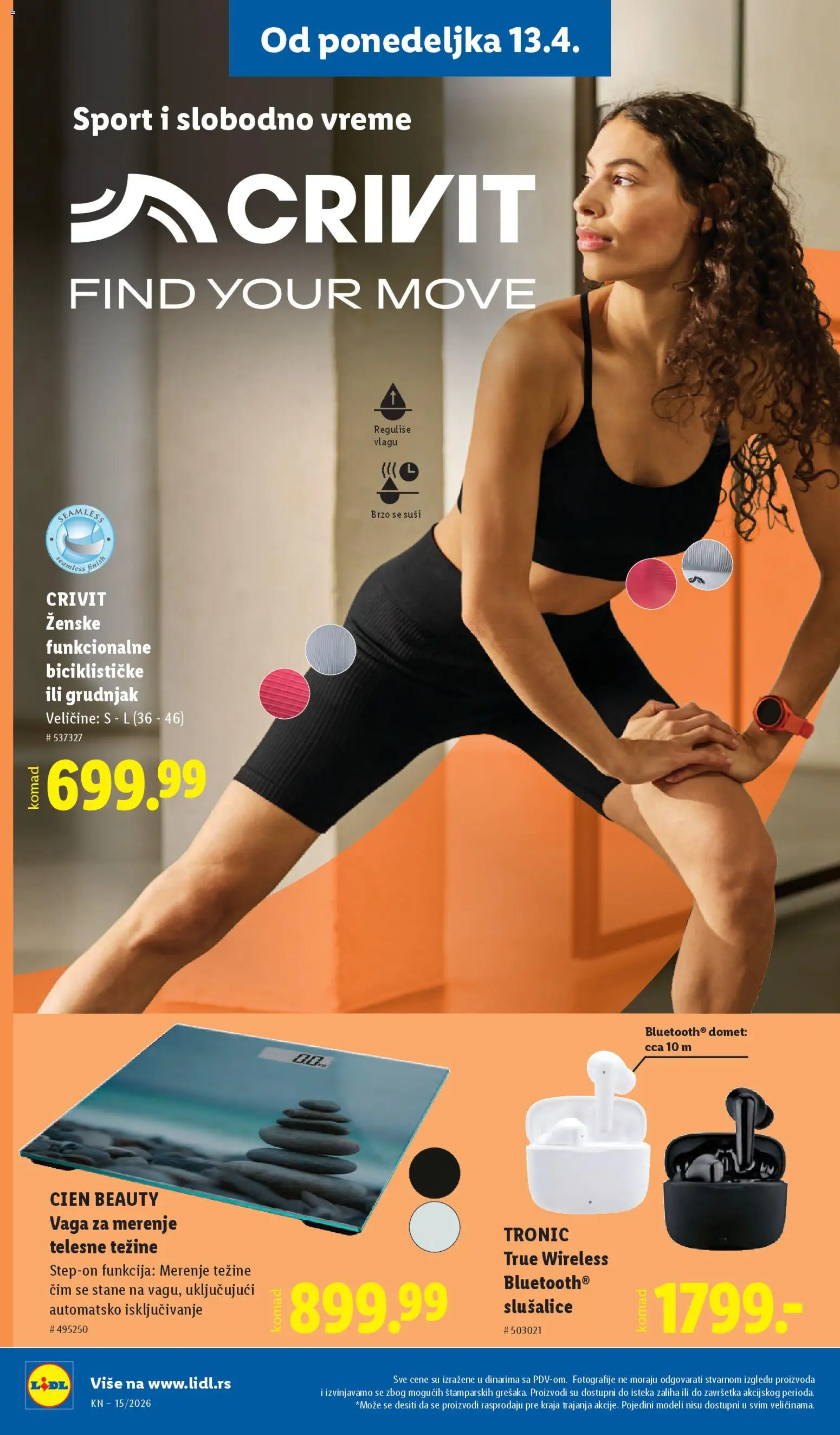 Lidl katalog - važi od 09.04.2026 | Strana: 102 | Proizvode: Cien, Slušalice, Grudnjak, Vaga