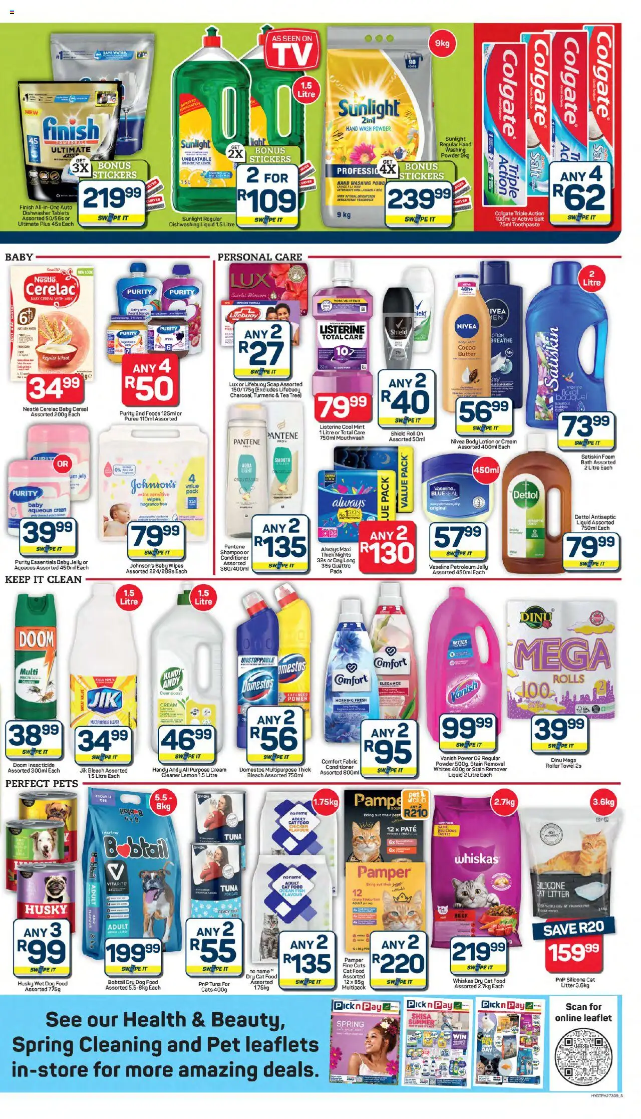 New Pick n Pay catalogue – valid from 22.09.2025 | Page: 5 | Products: Bath, Bleach, Milk, Salt