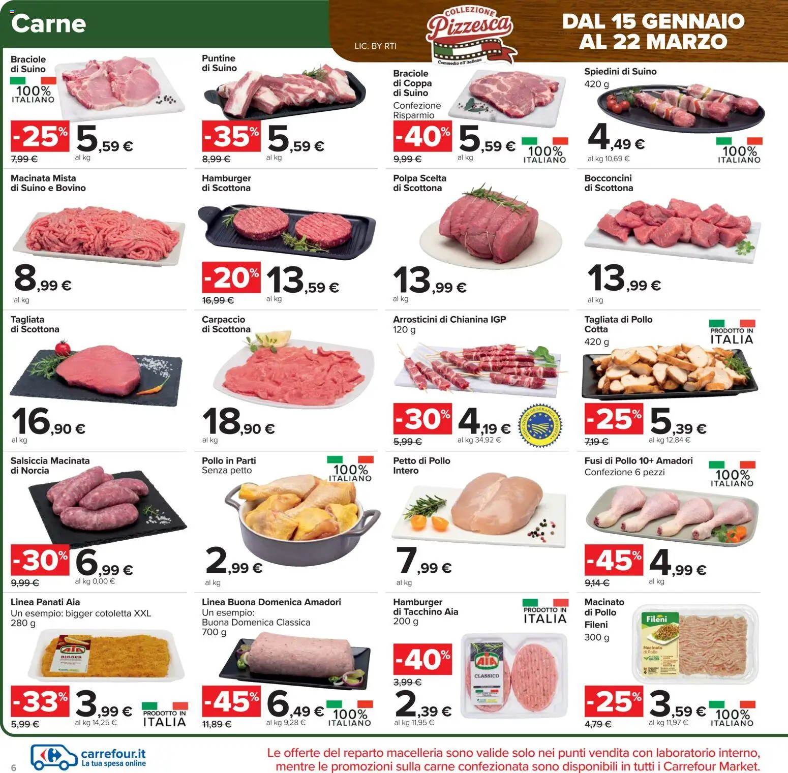 Volantino Carrefour del 17.02.2026 | Pagina: 6 | Prodotti: Petto di Pollo, Pollo, Hamburger, Arrosticini