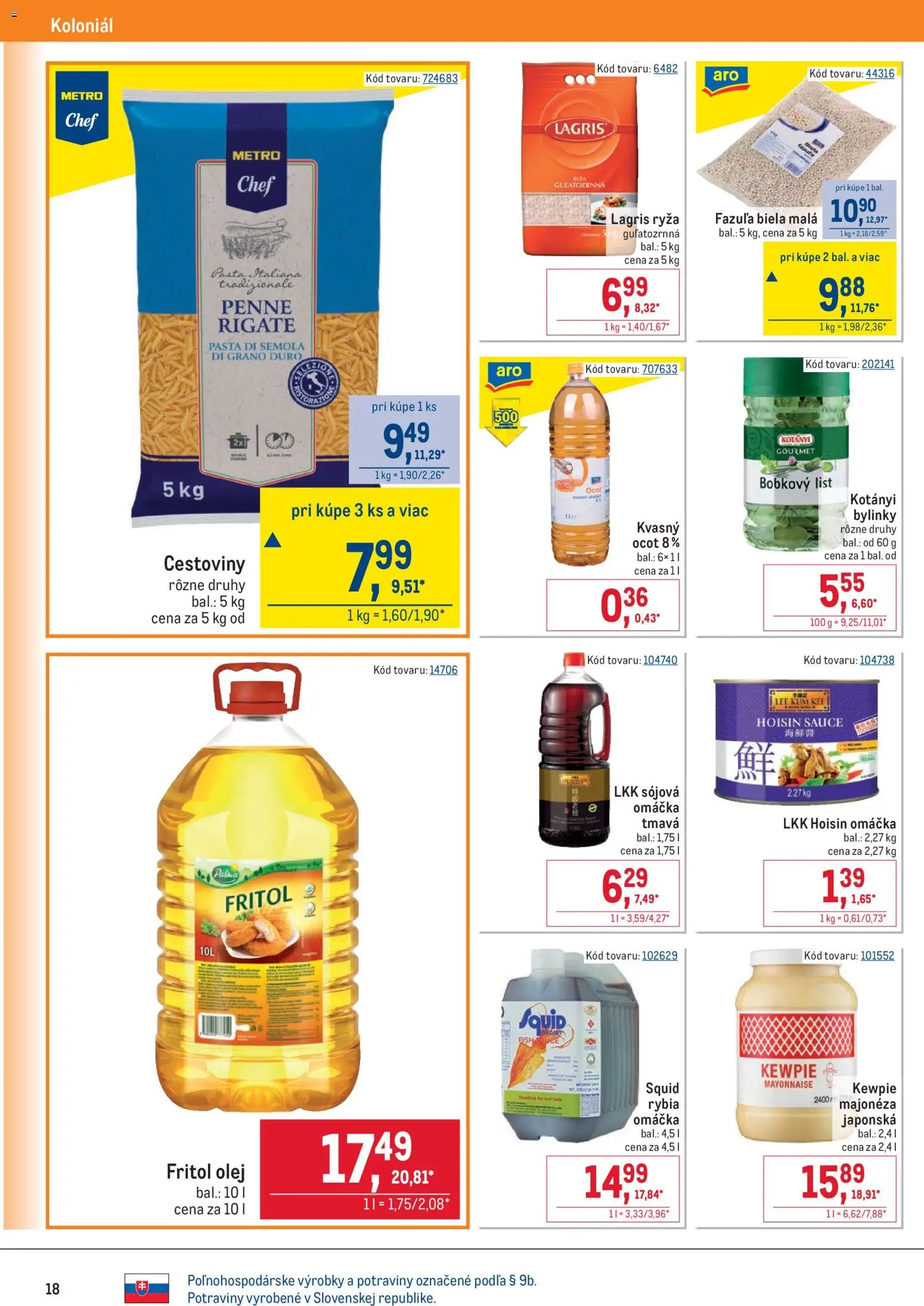 Nové Metro akcie – leták je platný od 02.01.2026 | Strana: 18 | Produkty: Olej, Cestoviny, Omáčka, Ocot
