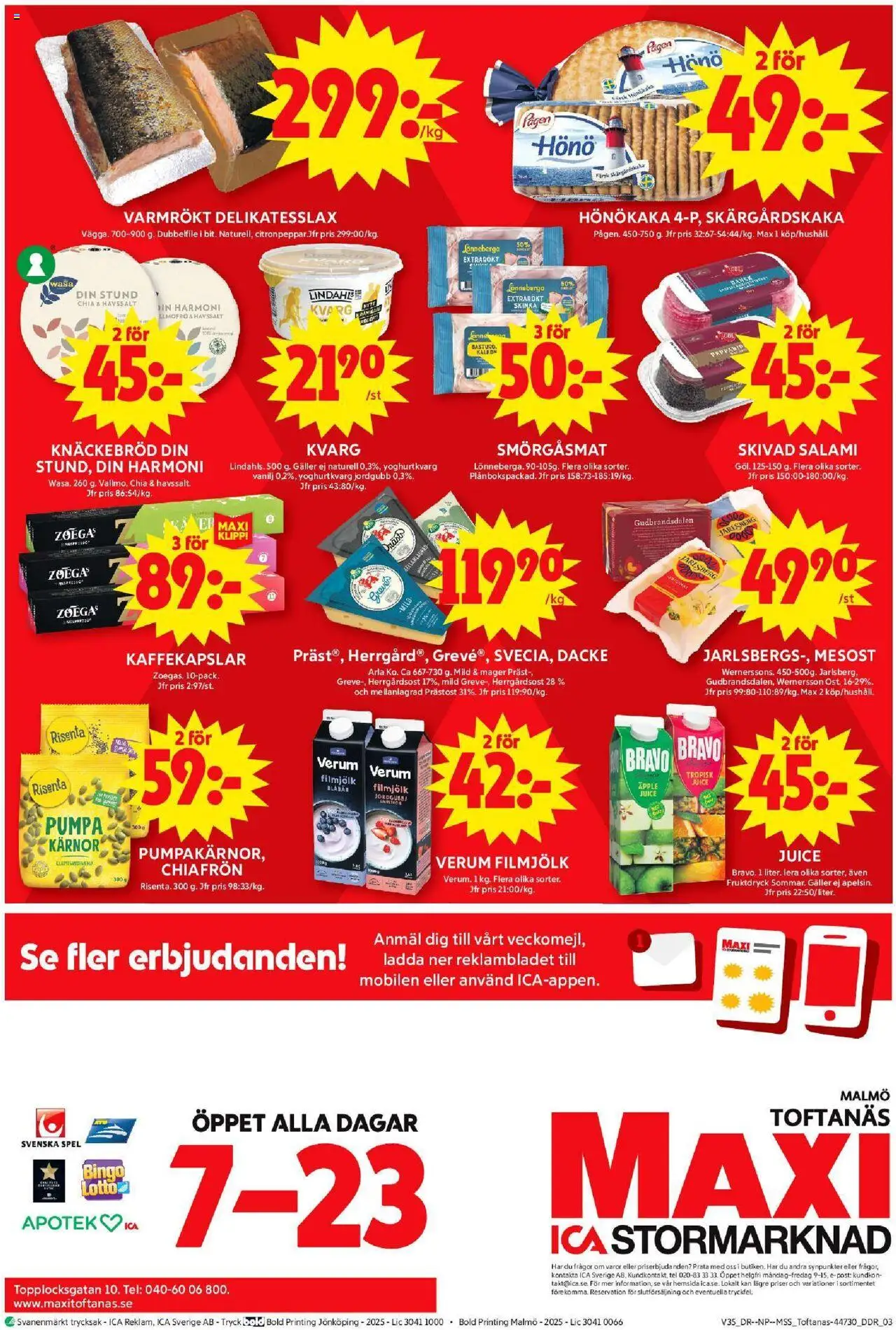 ICA Maxi reklamblad aktuell från 25.08.2025 | Sida: 16 | Produkter: Knäckebröd, Citronpeppar, Juice, Kvarg