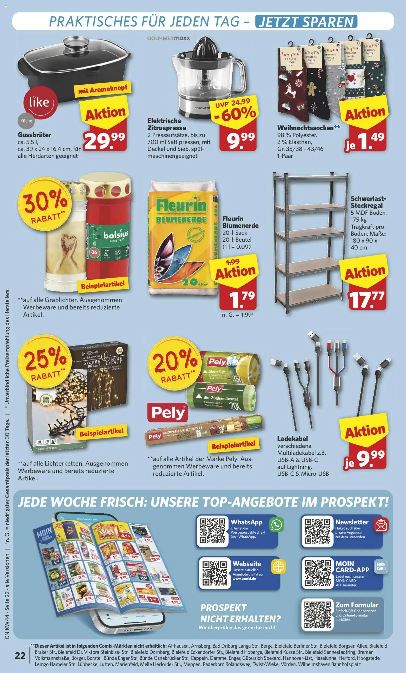 Combi Prospekt 	 – gültig ab 27.10.2025 | Seite: 24 | Produkte: Berliner, Blumenerde, Ladekabel, Socken