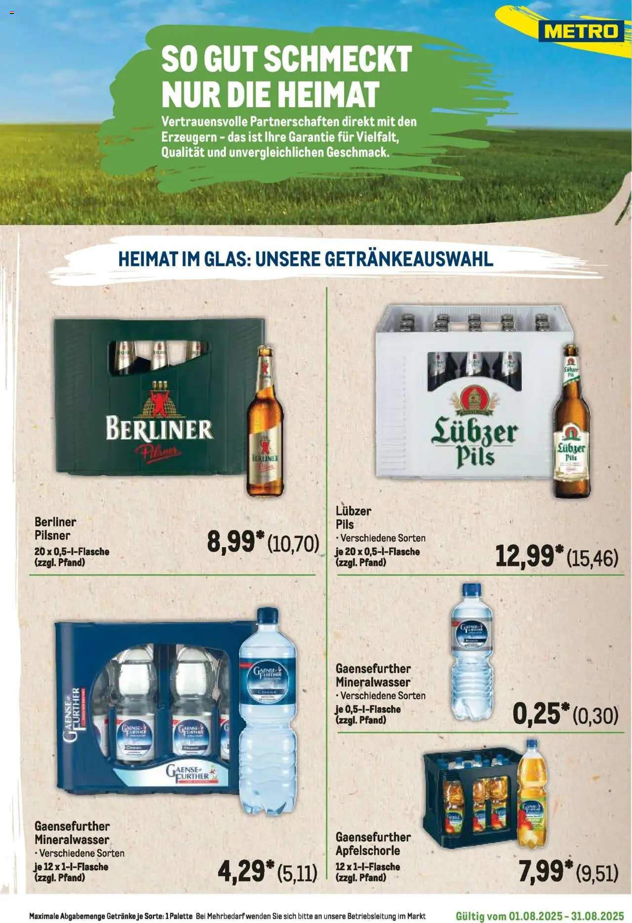 Metro Regionaler Flyer - gültig ab dem 01.08.2025 | Seite: 97 | Produkte: Berliner, Pils, Mineralwasser, Lubzer