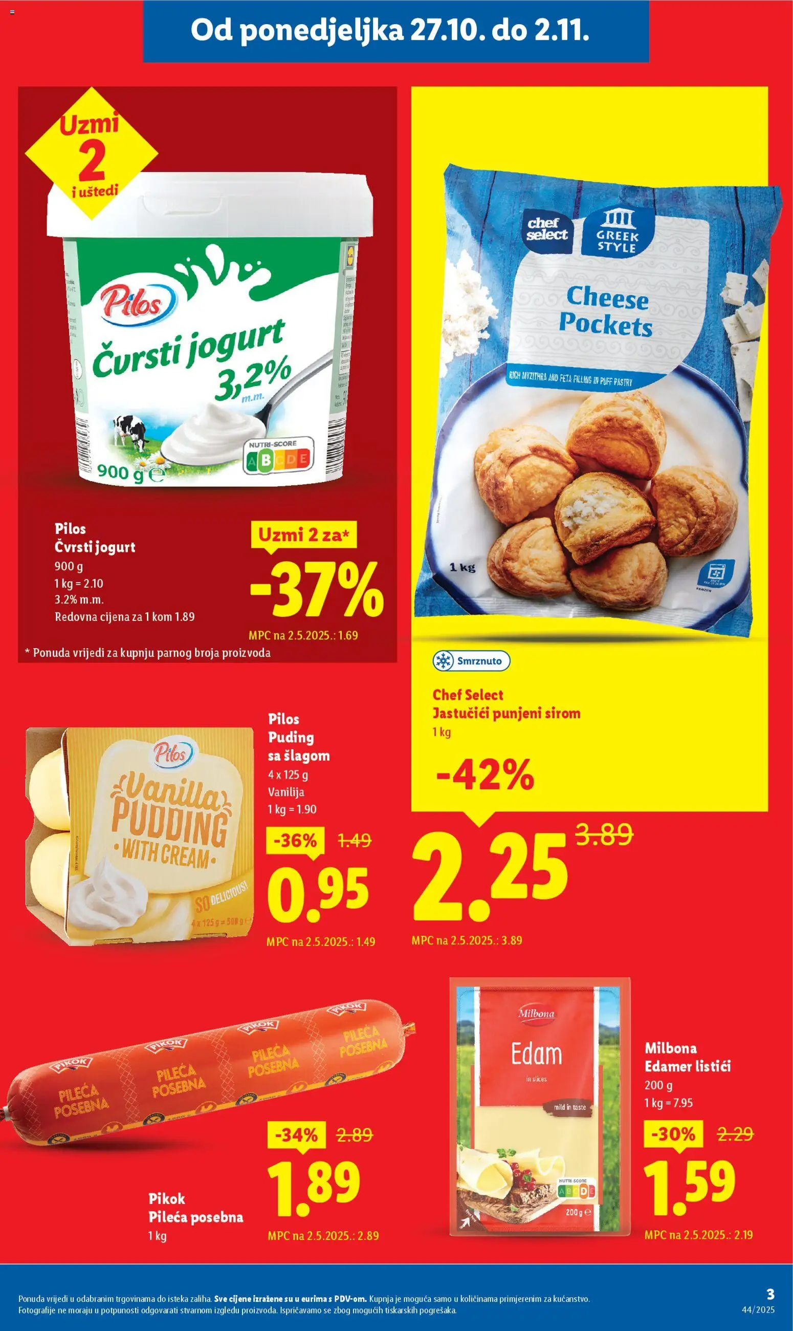 Lidl katalog | vrijedi od 27.10.2025 | Stranica: 3 | Proizvodi: Feta, Jogurt, Puding
