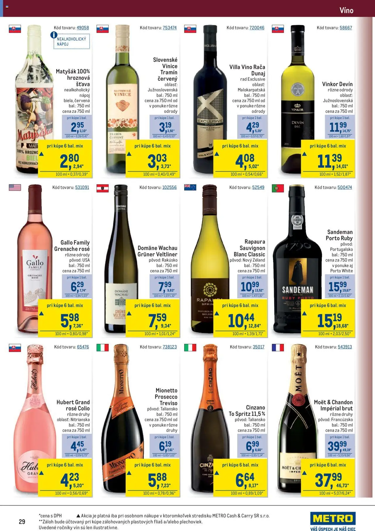Nové Metro akcie – leták je platný od 10.09.2025 | Strana: 29 | Produkty: Víno, Prosecco, Hrozno